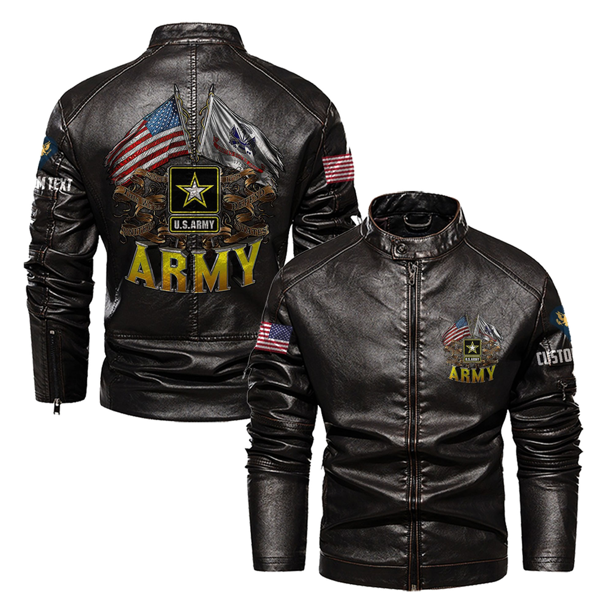 Premium Custom US Army Veteran Leather Jacket VPVC702359, Gifts For Army Veteran, Gifts On Father’s Day, Veterans Day