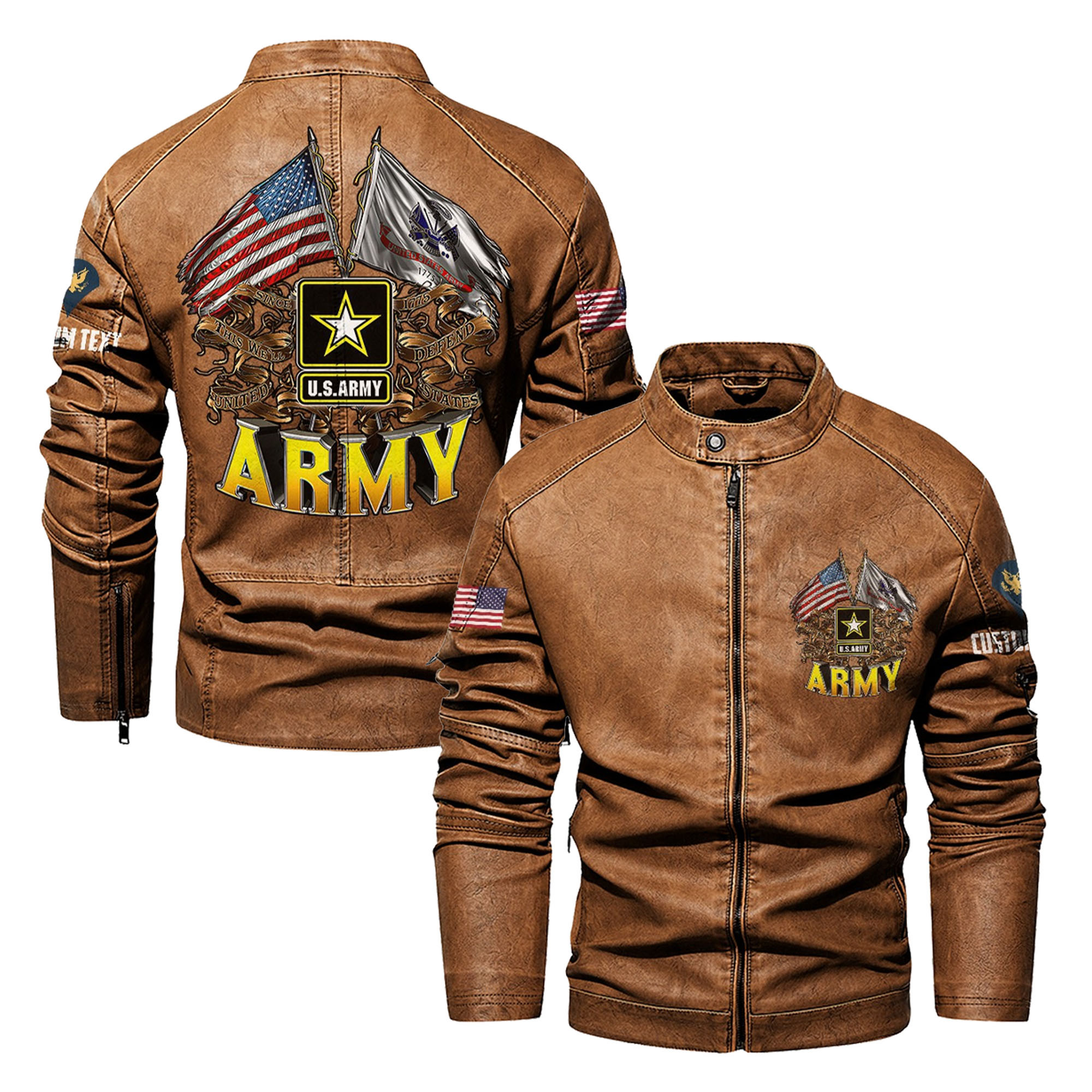 Premium Custom US Army Veteran Leather Jacket VPVC702360, Gifts For Army Veteran, Gifts On Father’s Day, Veterans Day