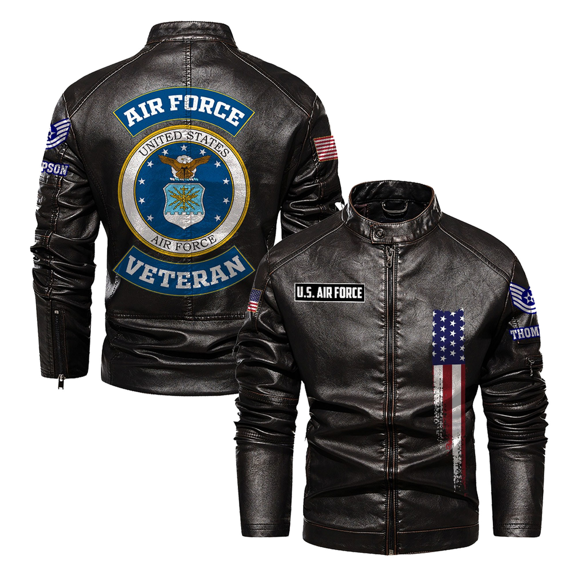 Premium Custom USAF Veteran Leather Jacket VPVC702365, Gifts For Air Force Veteran, Gifts On Father’s Day, Veterans Day