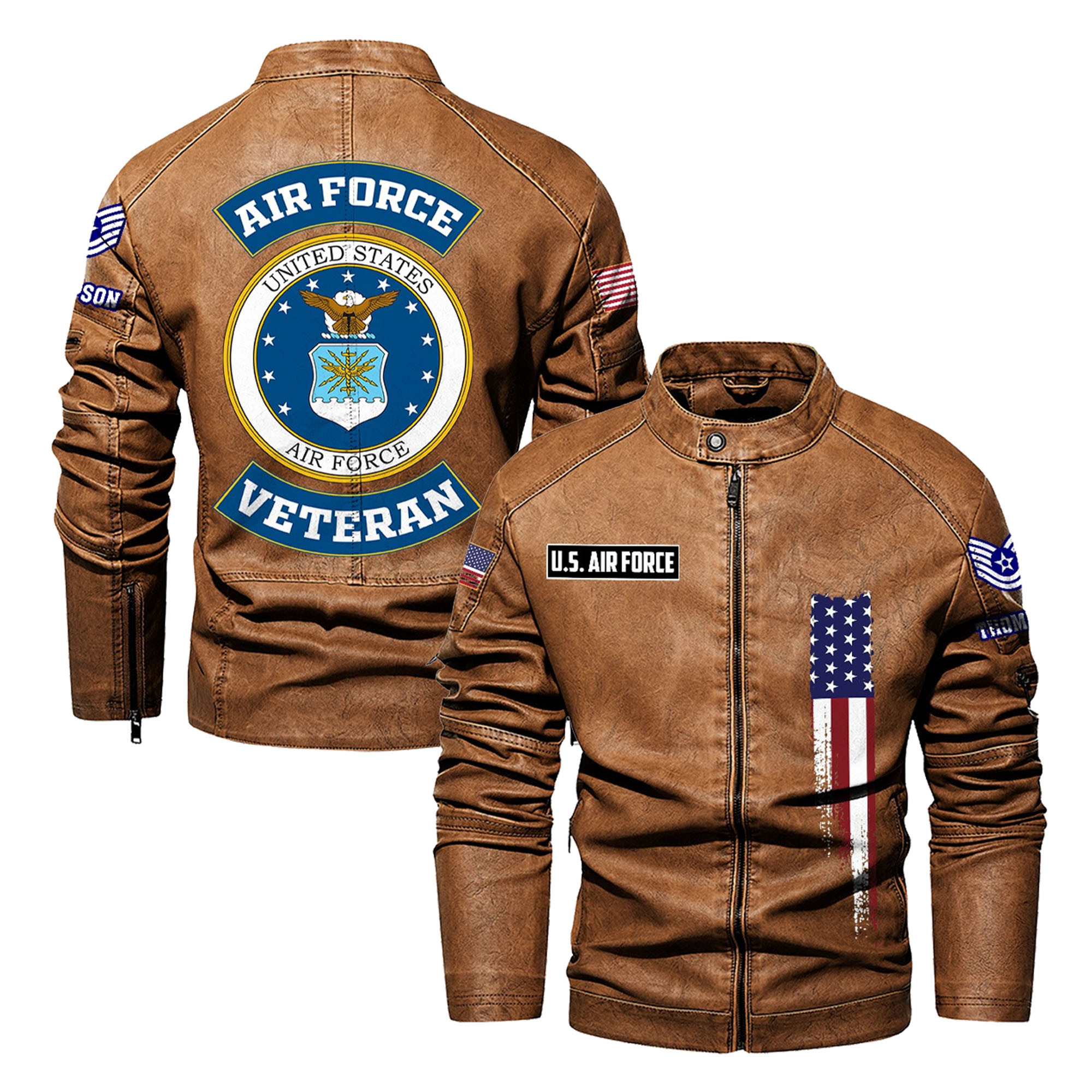 Premium Custom USAF Veteran Leather Jacket VPVC702366, Gifts For Air Force Veteran, Gifts On Father’s Day, Veterans Day