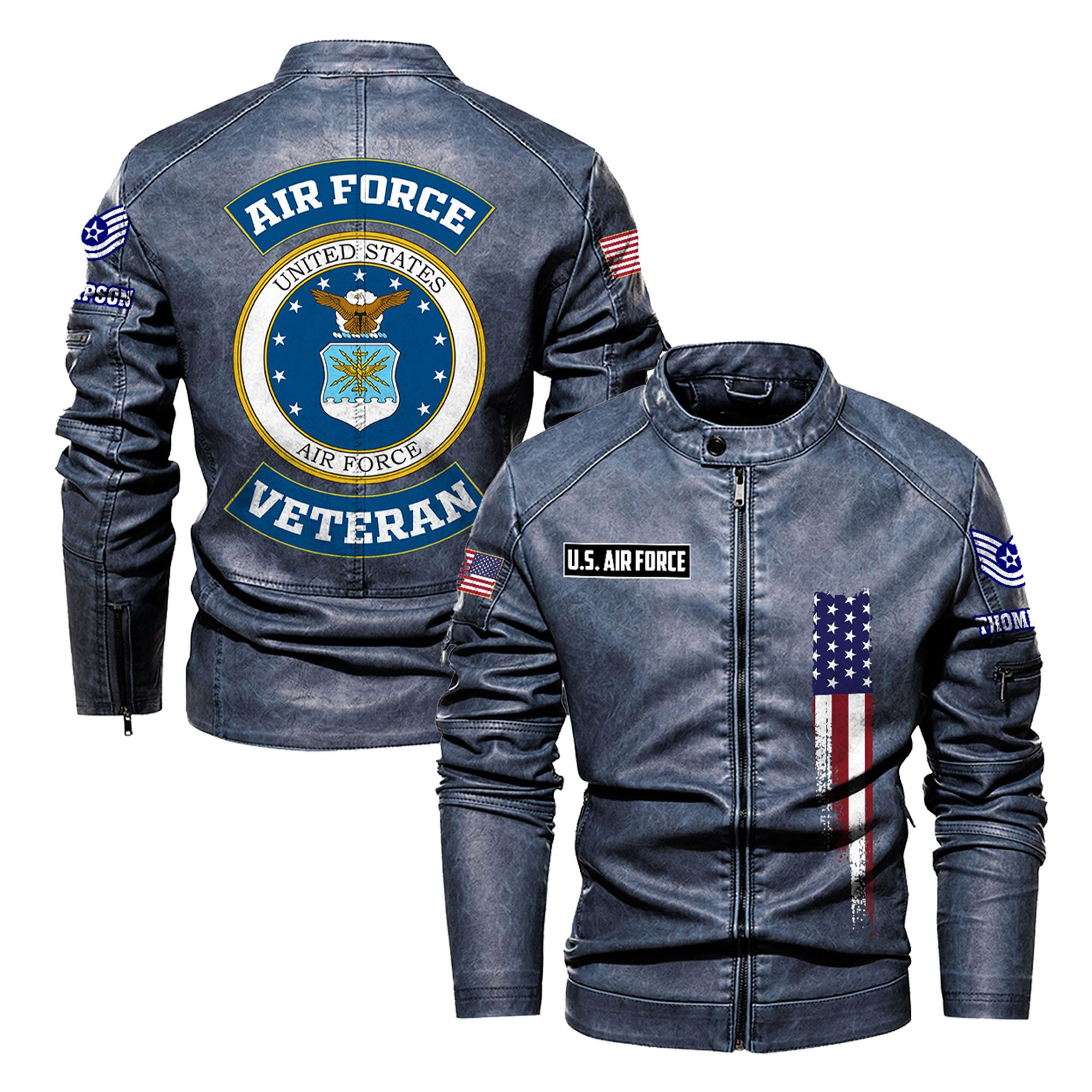 Premium Custom USAF Veteran Leather Jacket VPVC702367, Gifts For Air Force Veteran, Gifts On Father’s Day, Veterans Day