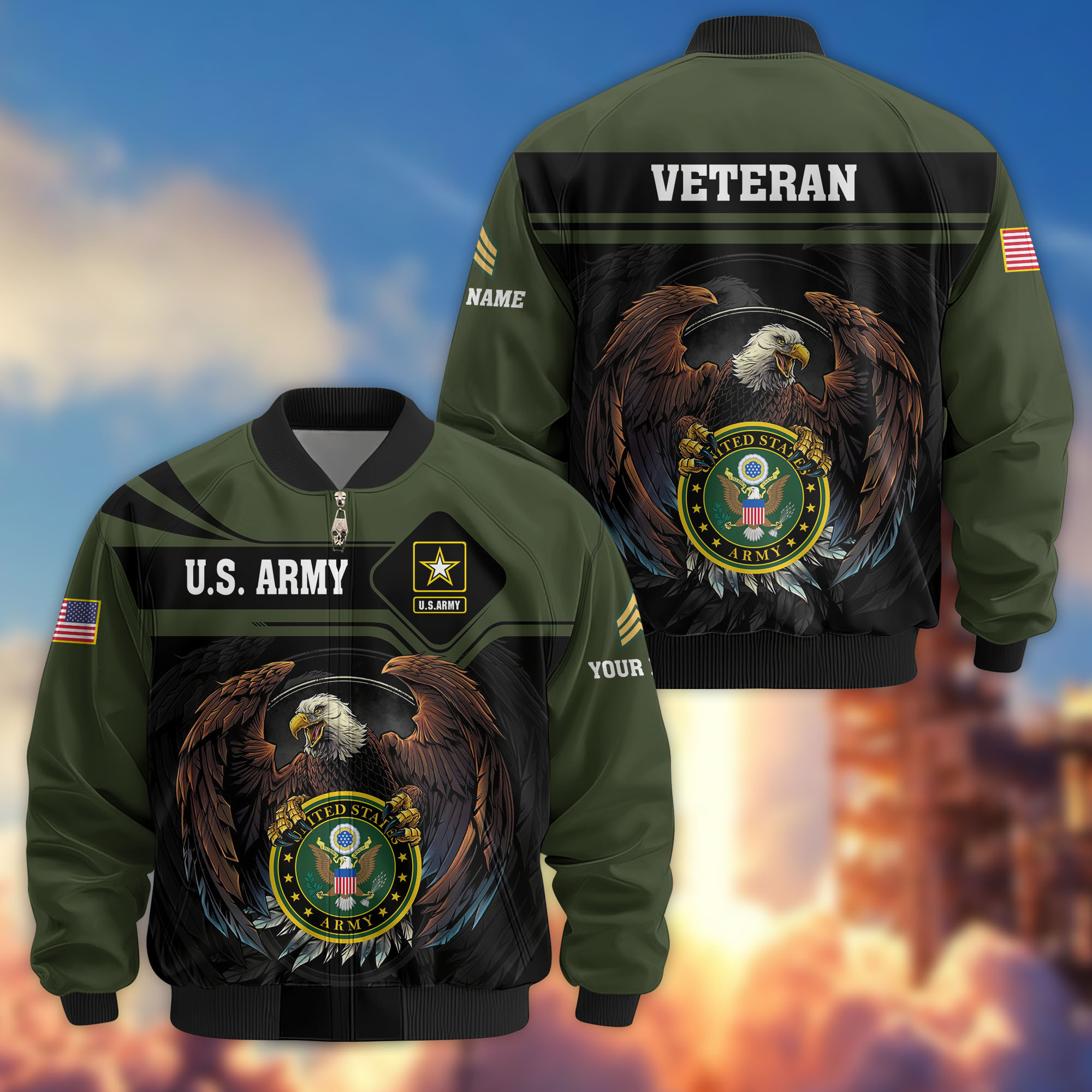 Premium Custom US Army Veteran Bomber Jacket VPVC807901, Gifts For US Army Veteran, Gifts On Father’s Day, Veterans Day