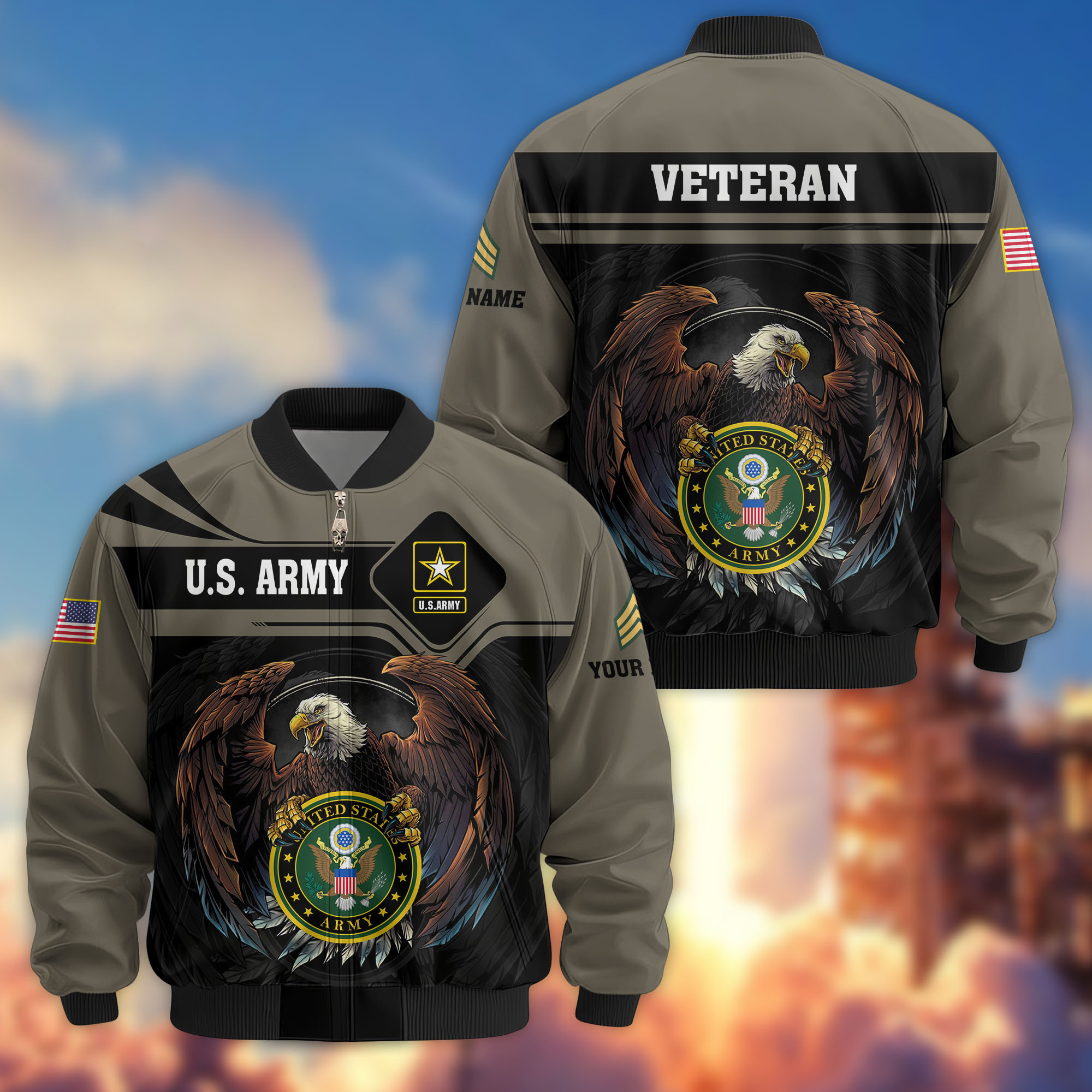 Premium Custom US Army Veteran Bomber Jacket VPVC807910, Gifts For US Army Veteran, Gifts On Father’s Day, Veterans Day