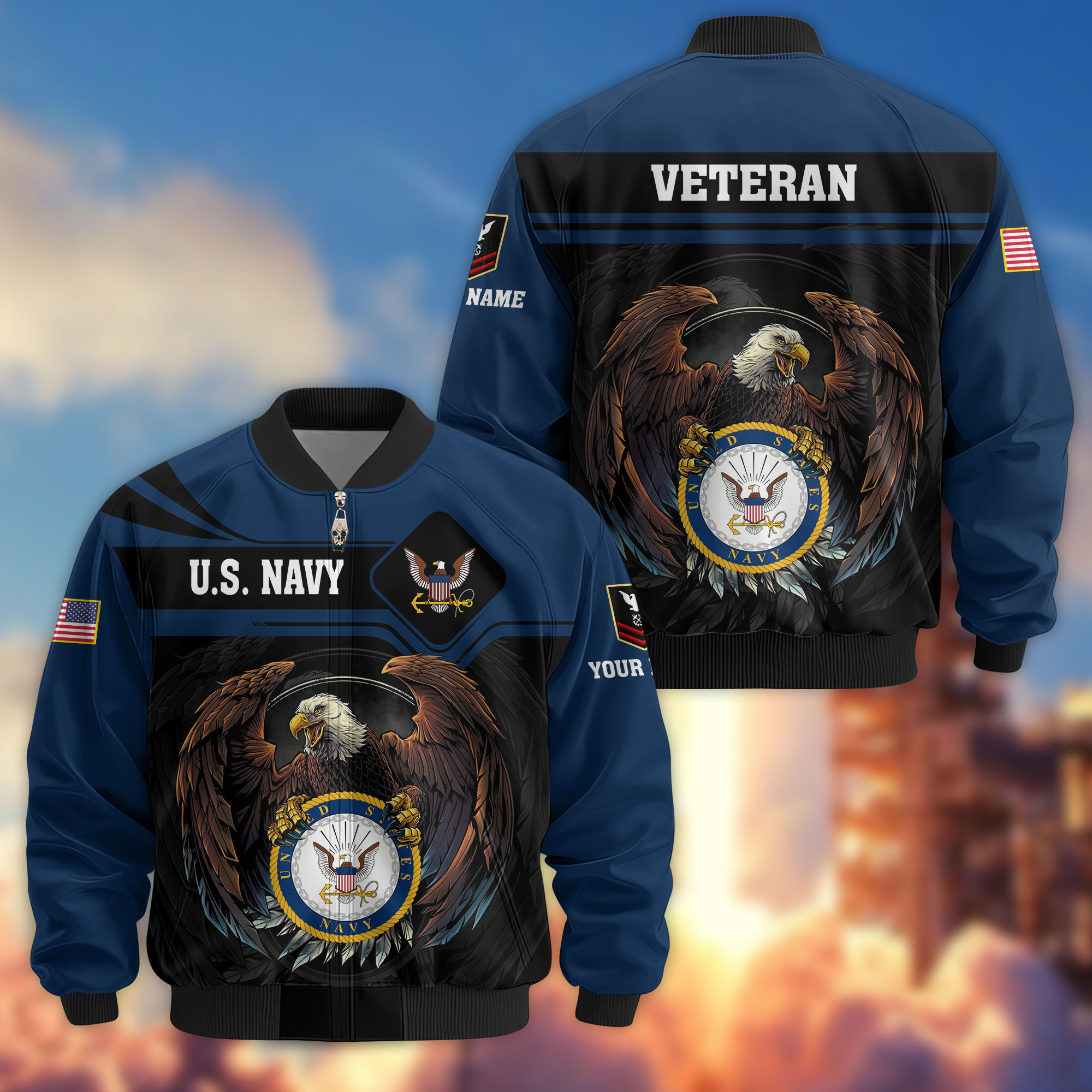 Premium Custom US Navy Veteran Bomber Jacket VPVC807902, Gifts For US Navy Veteran, Gifts On Father’s Day, Veterans Day