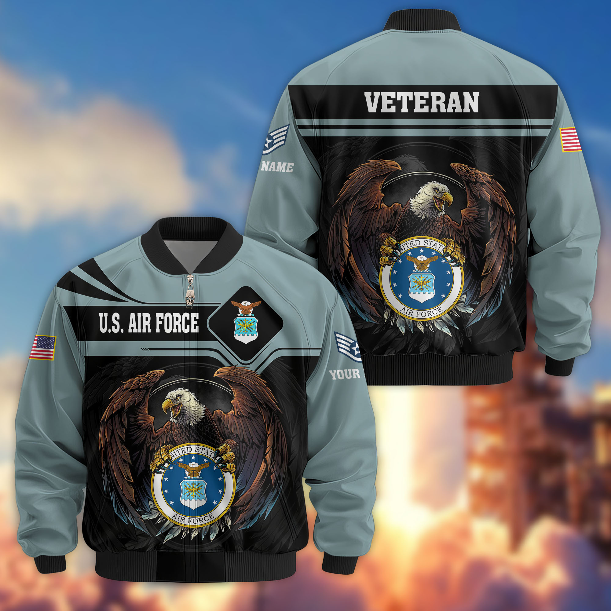 Premium Custom USAF Veteran Bomber Jacket VPVC807904, Gifts For US Air Force Veteran, Gifts On Father’s Day, Veterans Day