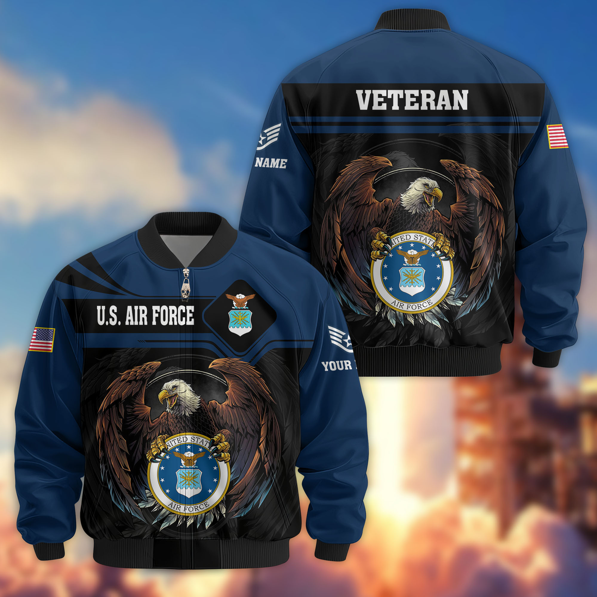 Premium Custom USAF Veteran Bomber Jacket VPVC807912, Gifts For US Air Force Veteran, Gifts On Father’s Day, Veterans Day