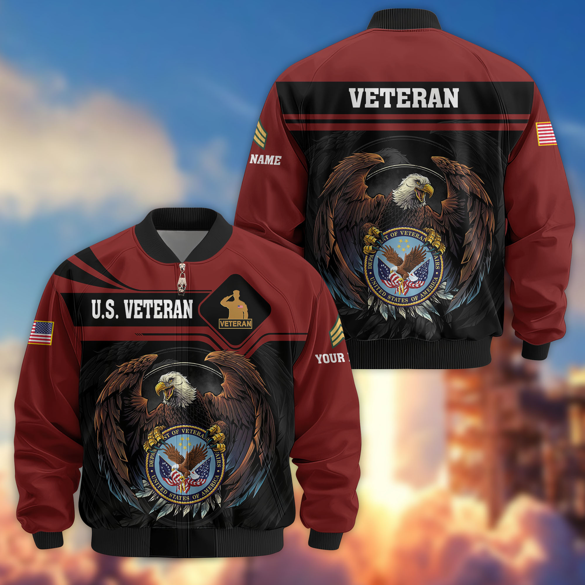 Premium Custom US Veteran Bomber Jacket VPVC807907, Gifts For US Veteran, Gifts On Father’s Day, Veterans Day