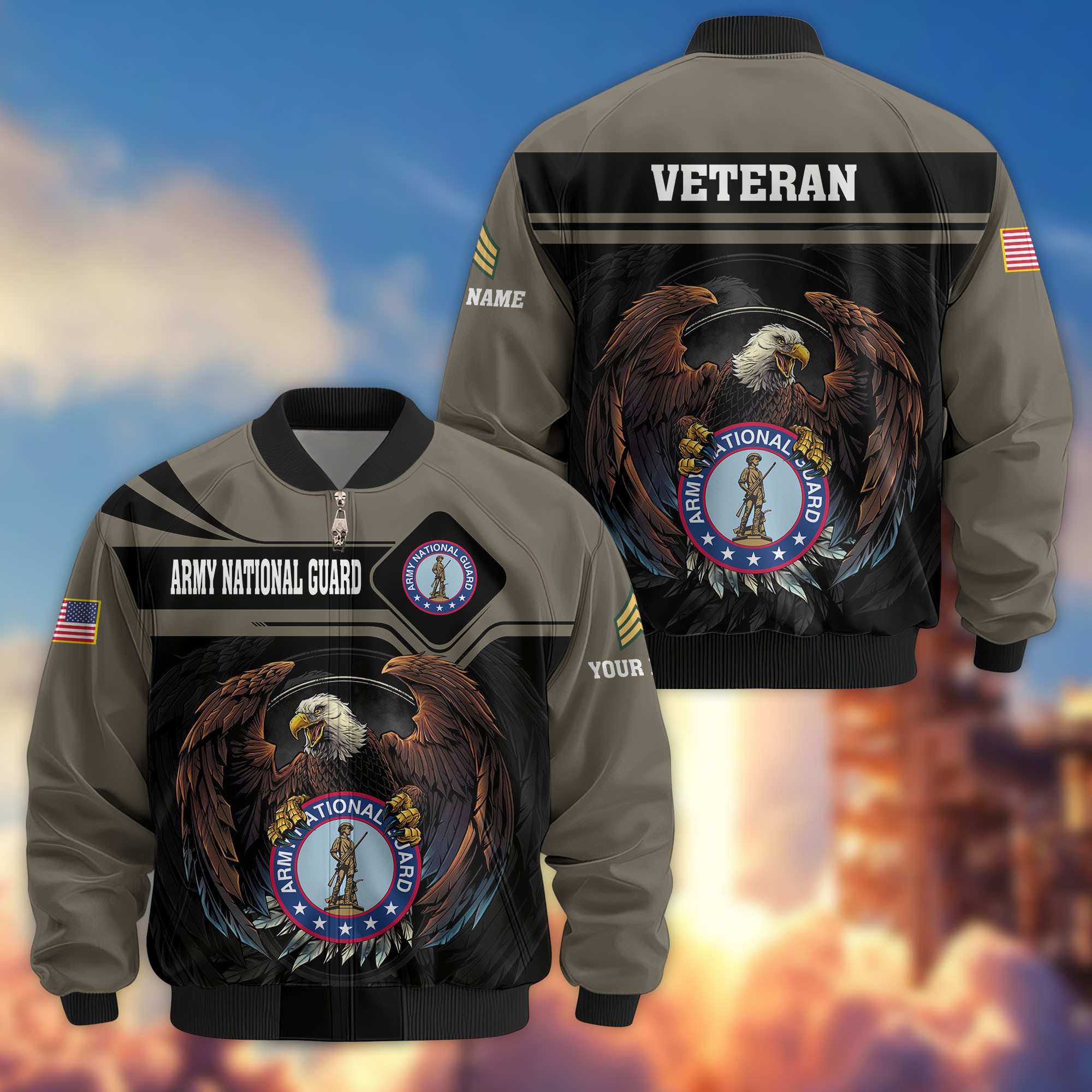 Premium Custom US Army National Guard Veteran Bomber Jacket VPVC807908, Gifts For Army National Guard Veteran, Gifts On Father’s Day, Veterans Day