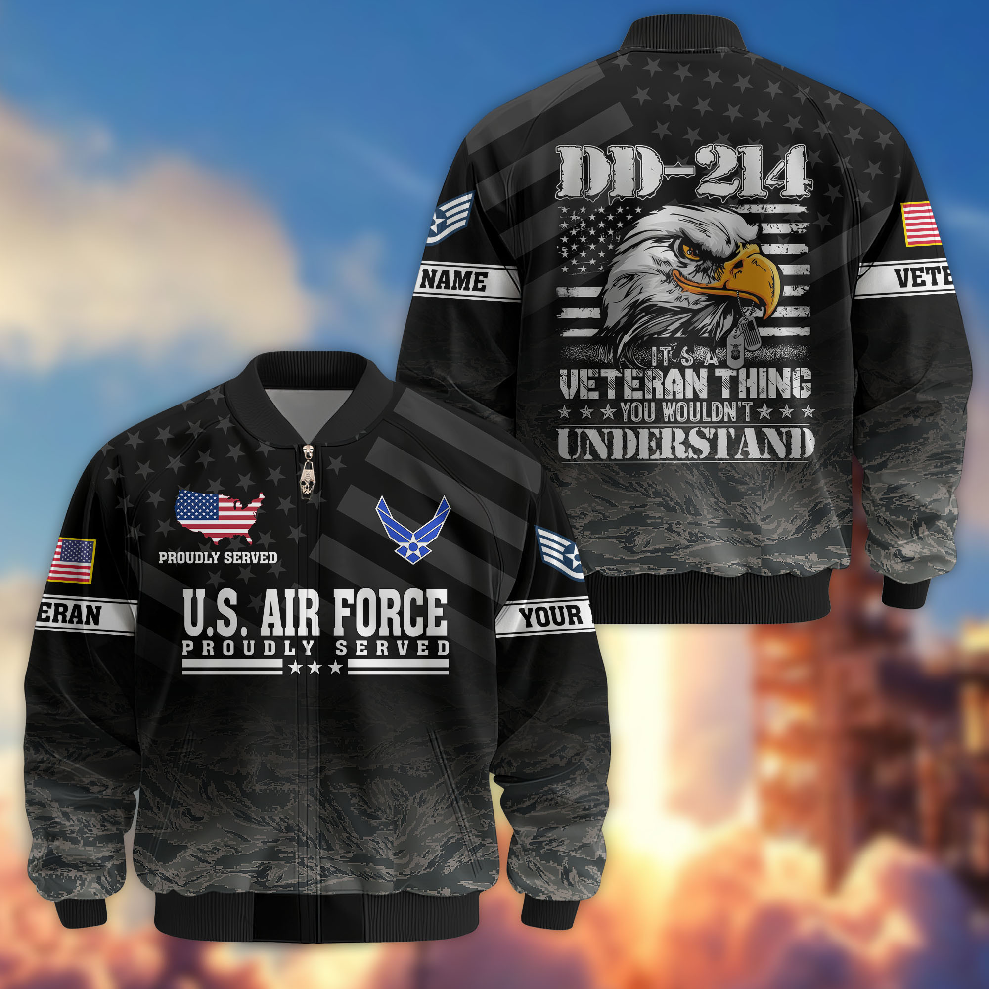 Premium Custom USAF Veteran Bomber Jacket VPVC808004, Gifts For US Air Force Veteran, Gifts On Father’s Day, Veterans Day