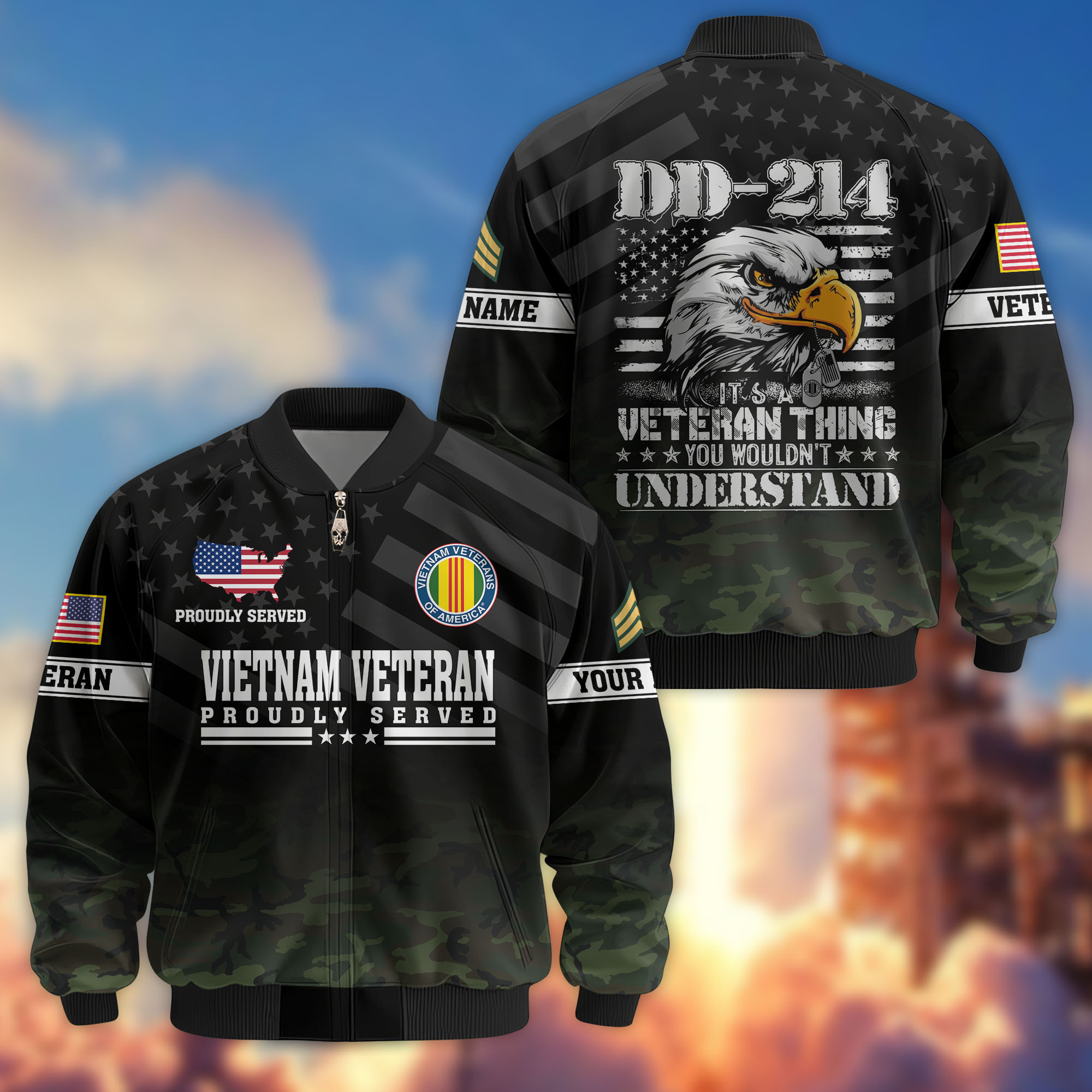 Premium Custom Vietnam Veteran Bomber Jacket VPVC808006, Gifts For Vietnam Veteran, Gifts On Father’s Day, Veterans Day