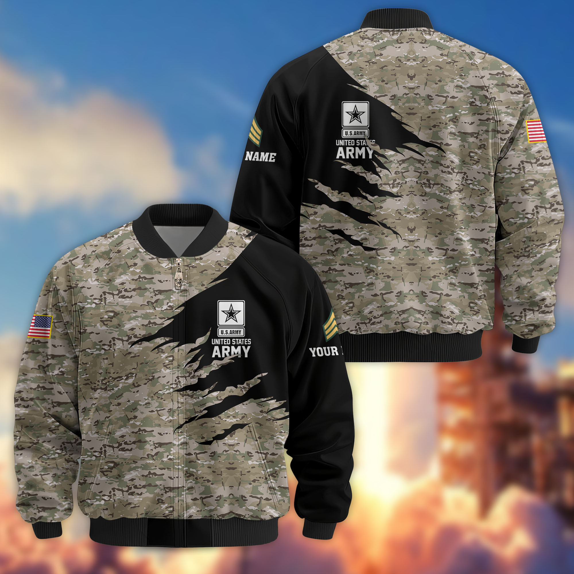Premium Custom US Army Veteran Bomber Jacket VPVC808101, Gifts For US Army Veteran, Gifts On Father’s Day, Veterans Day