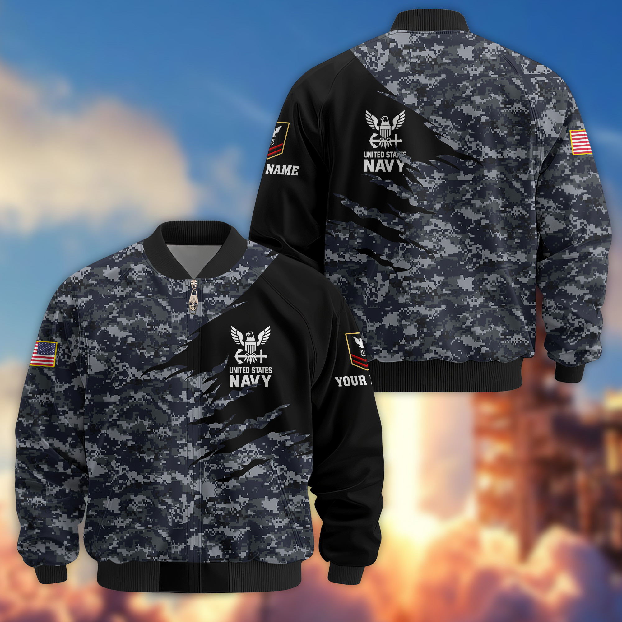 Premium Custom US Navy Veteran Bomber Jacket VPVC808102, Gifts For US Navy Veteran, Gifts On Father’s Day, Veterans Day