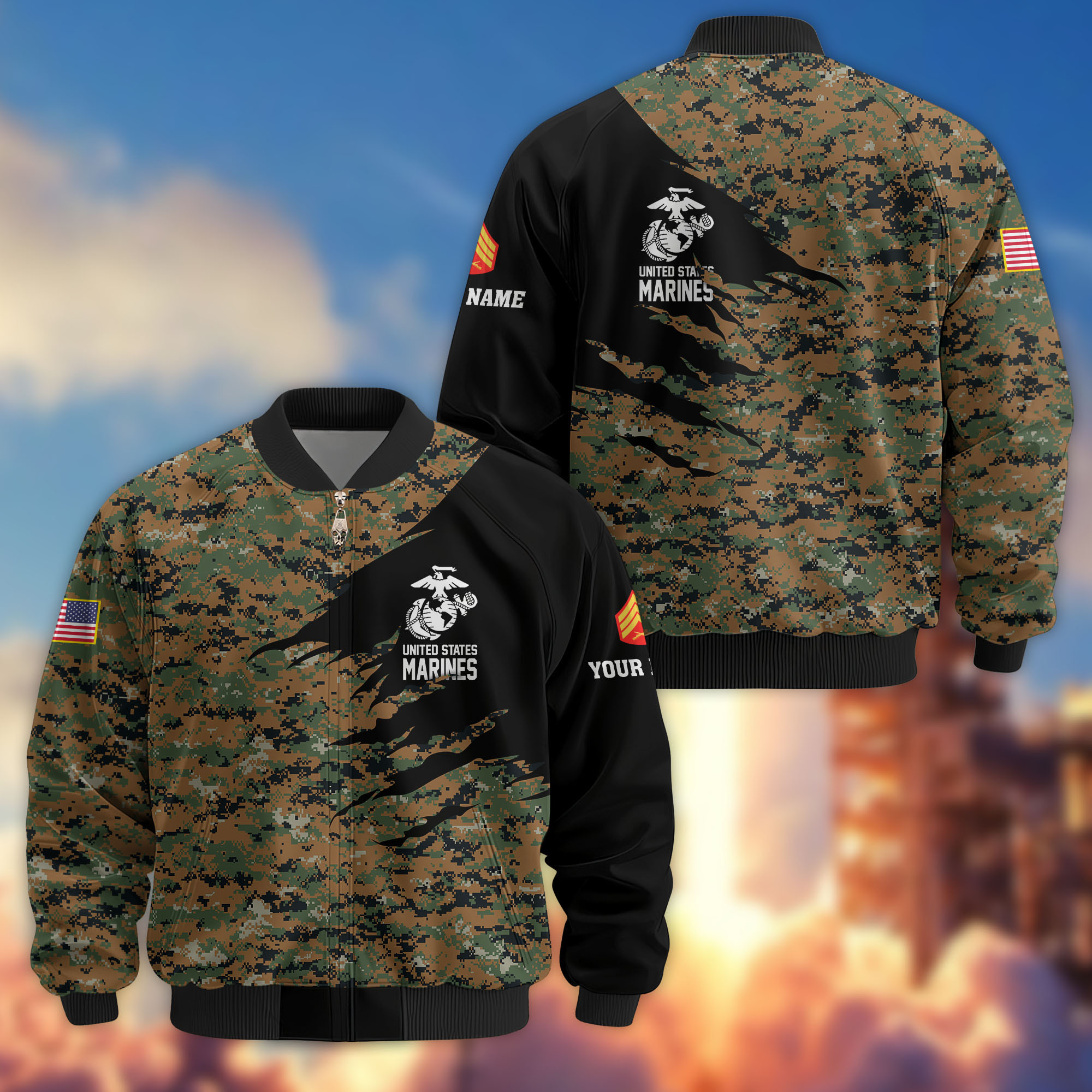 Premium Custom USMC Veteran Bomber Jacket VPVC808103, Gifts For US Marine Veteran, Gifts On Father’s Day, Veterans Day