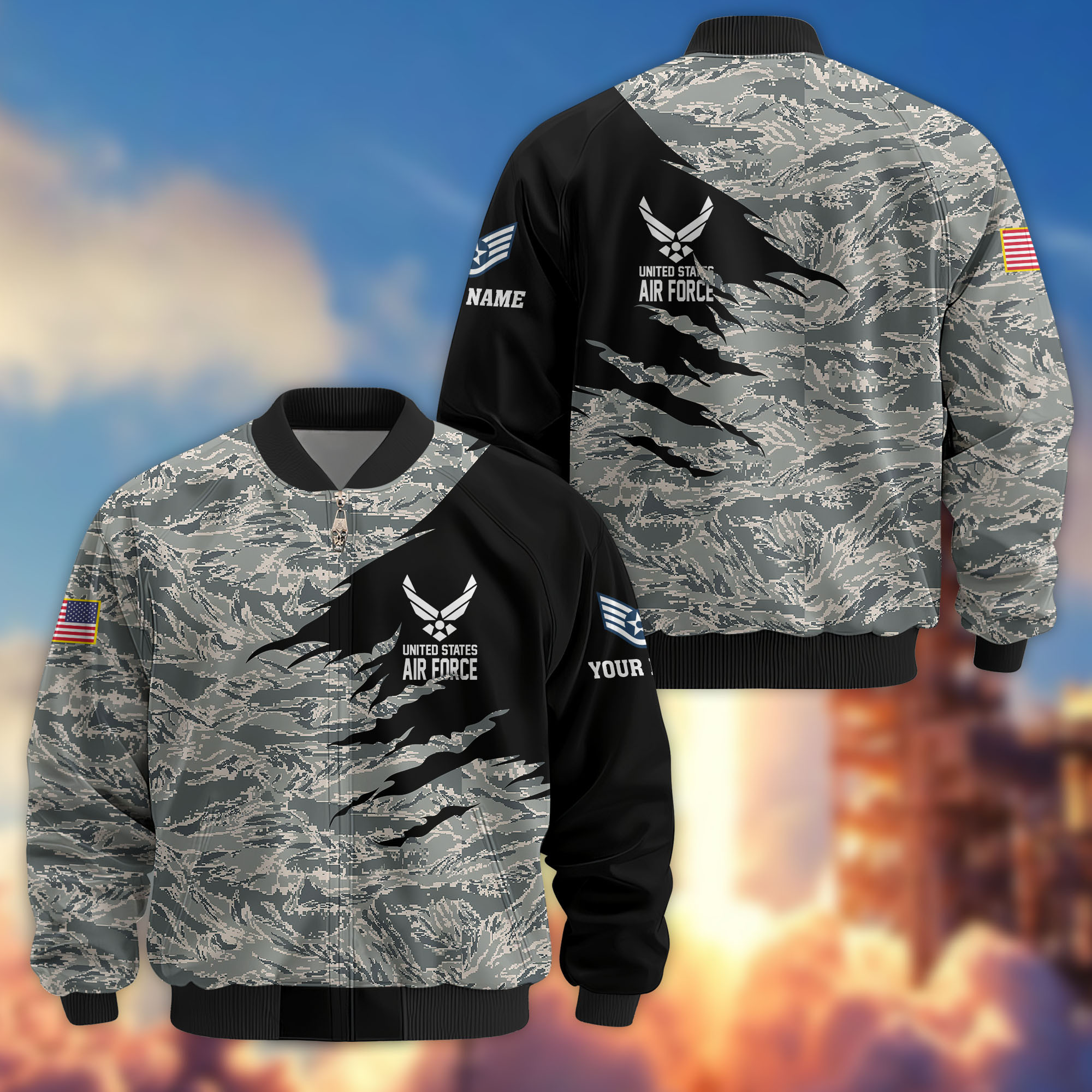 Premium Custom USAF Veteran Bomber Jacket VPVC808104, Gifts For US Air Force Veteran, Gifts On Father’s Day, Veterans Day