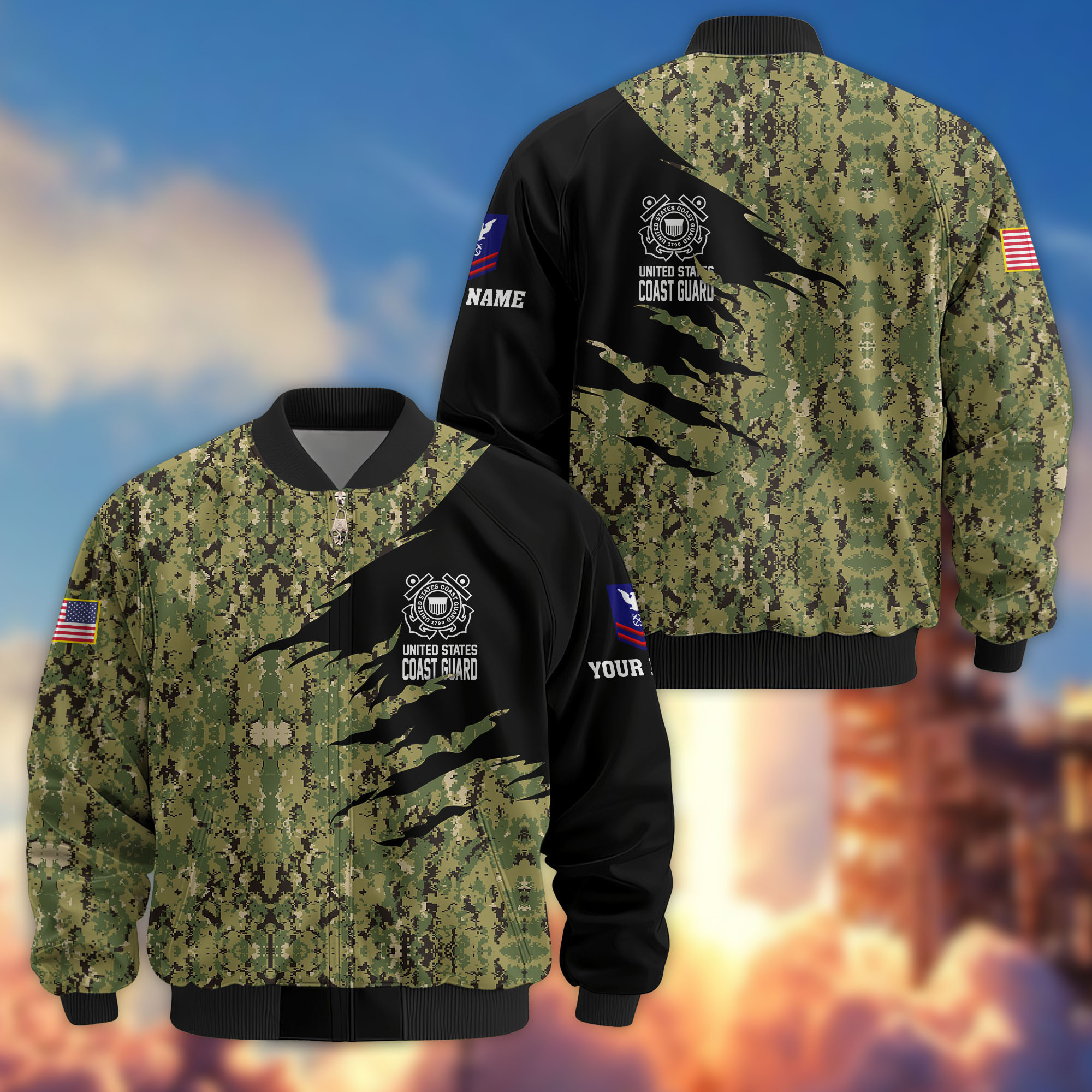 Premium Custom USCG Veteran Bomber Jacket VPVC808105, Gifts For Coast Guard Veteran, Gifts On Father’s Day, Veterans Day