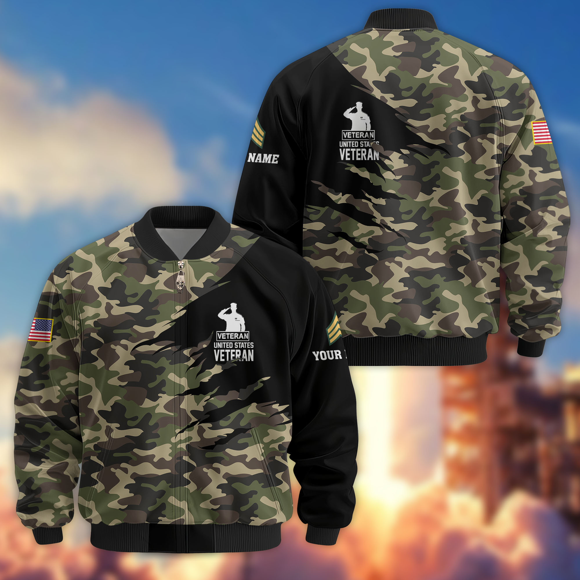 Premium Custom US Veteran Bomber Jacket VPVC808107, Gifts For US Veteran, Gifts On Father’s Day, Veterans Day