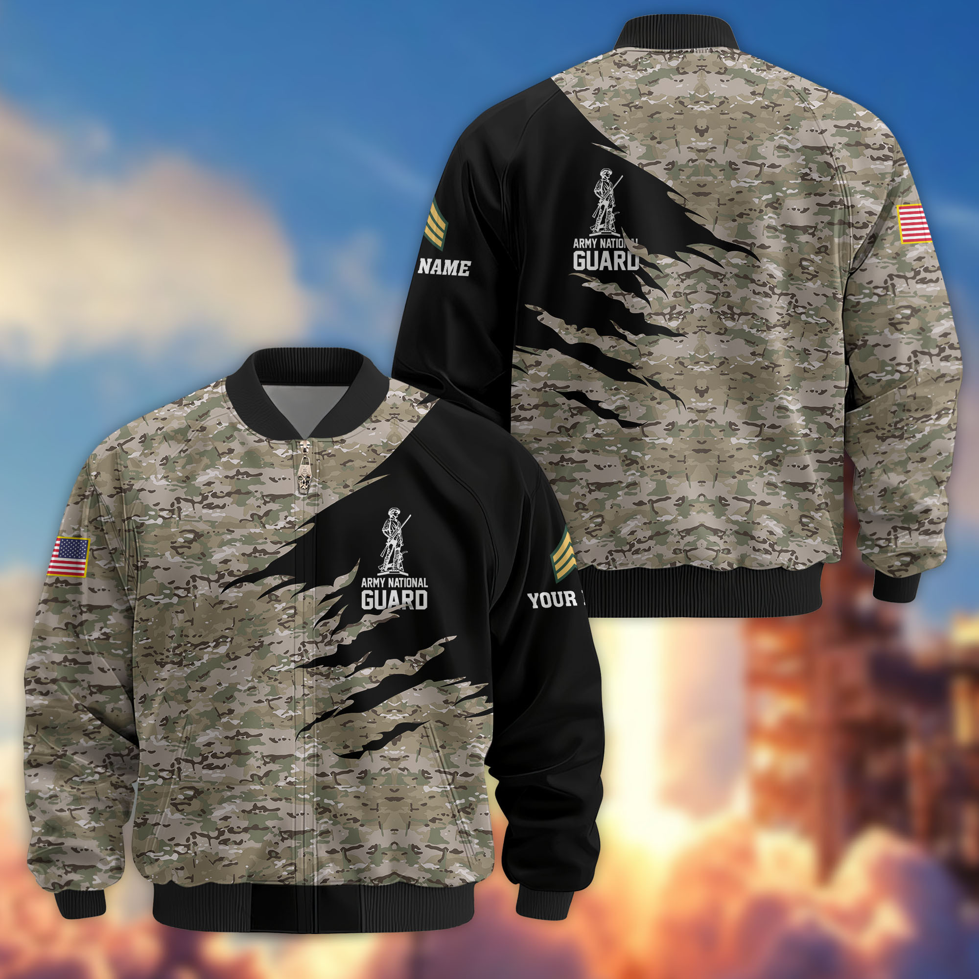 Premium Custom US Army National Guard Veteran Bomber Jacket VPVC808108, Gifts For Army National Guard Veteran, Gifts On Father’s Day, Veterans Day