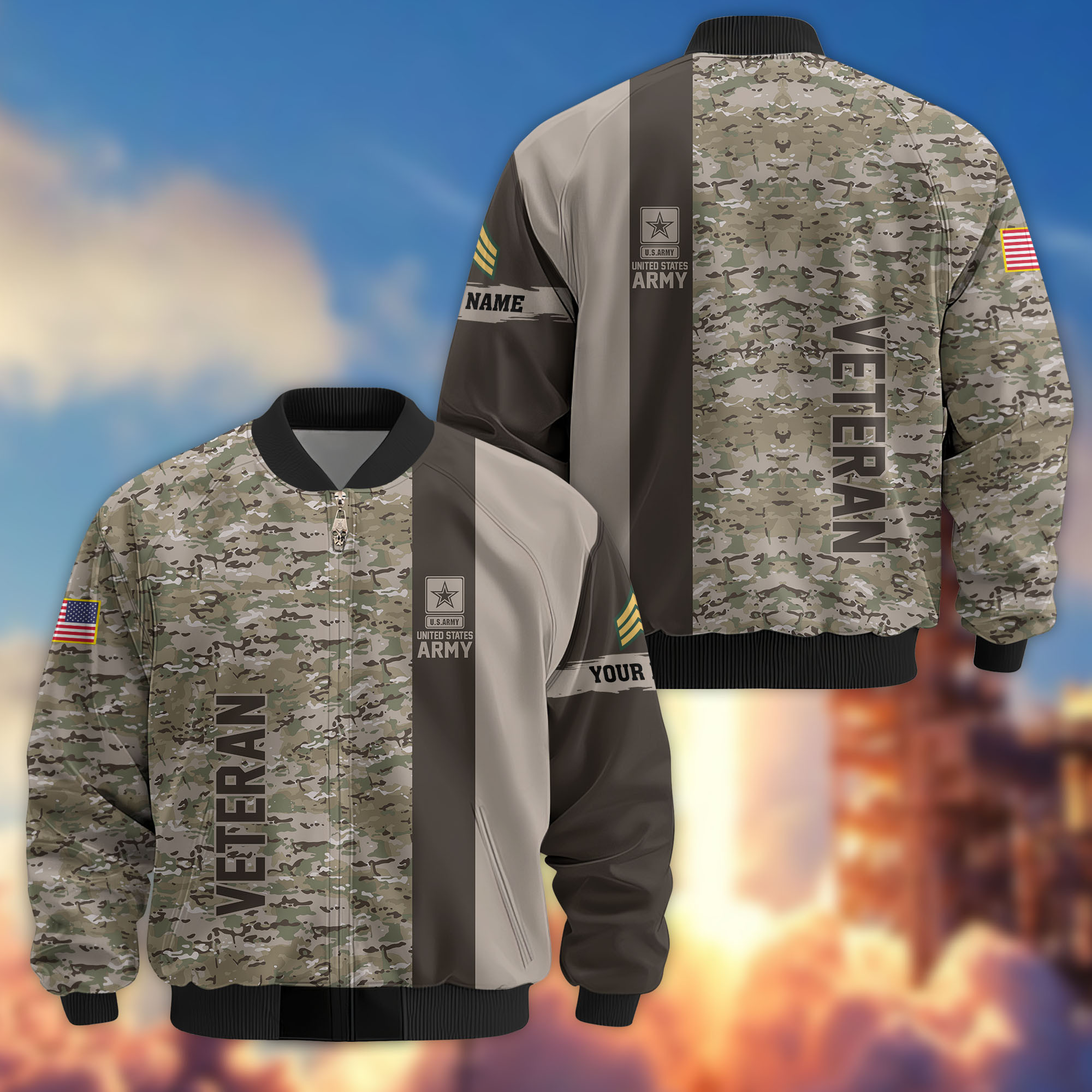 Premium Custom US Army Veteran Bomber Jacket VPVC808201, Gifts For US Army Veteran, Gifts On Father’s Day, Veterans Day