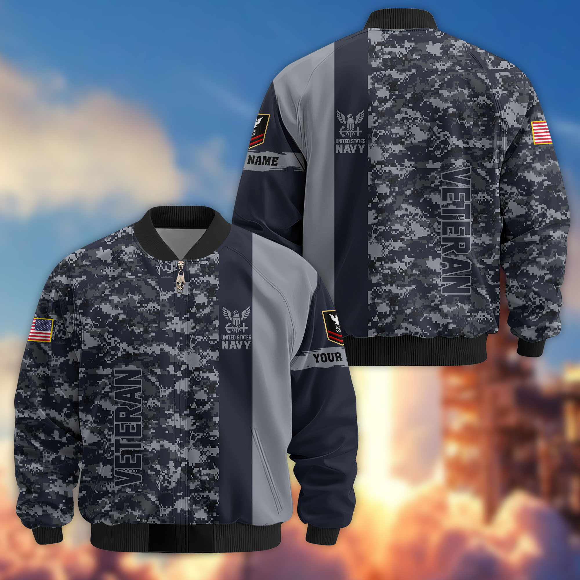 Premium Custom US Navy Veteran Bomber Jacket VPVC808202, Gifts For US Navy Veteran, Gifts On Father’s Day, Veterans Day