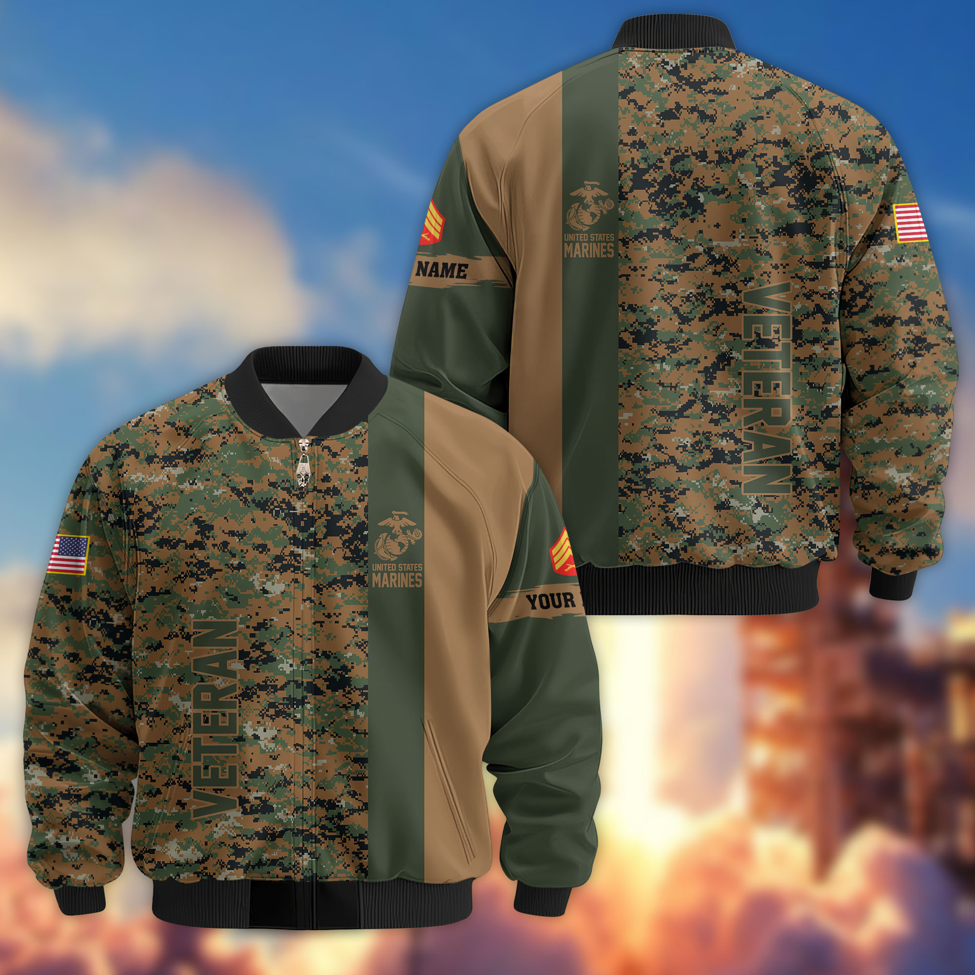 Premium Custom USMC Veteran Bomber Jacket VPVC808203, Gifts For US Marine Veteran, Gifts On Father’s Day, Veterans Day