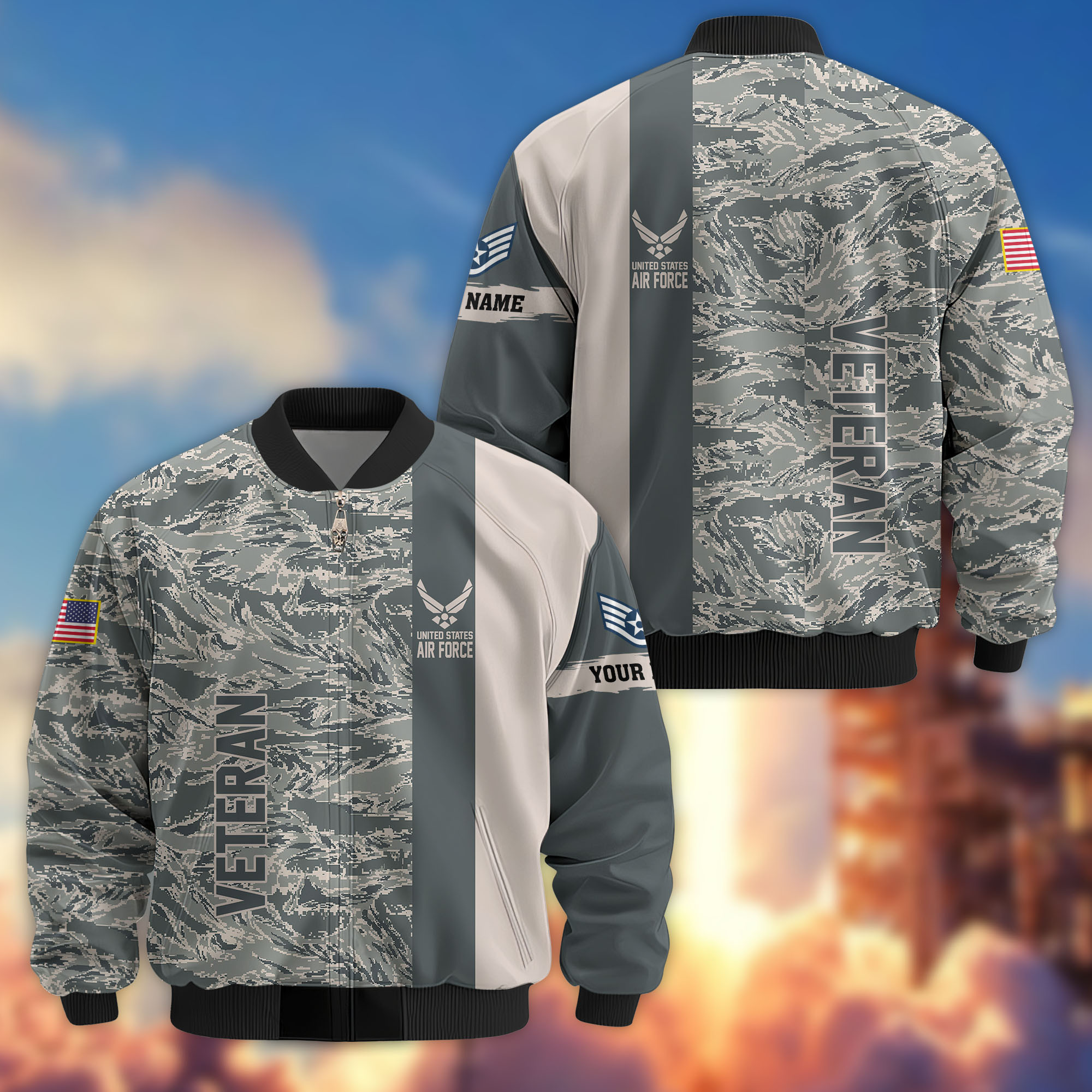 Premium Custom USAF Veteran Bomber Jacket VPVC808204, Gifts For US Air Force Veteran, Gifts On Father’s Day, Veterans Day