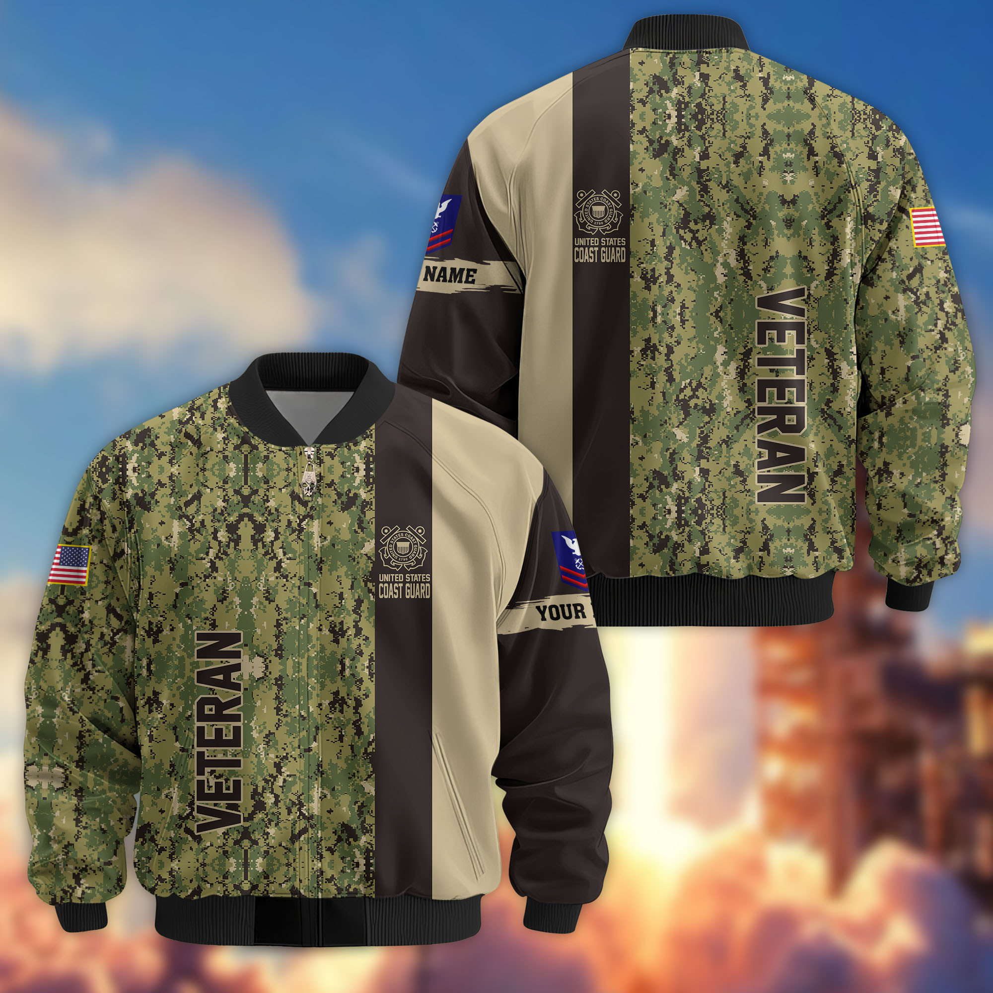 Premium Custom USCG Veteran Bomber Jacket VPVC808205, Gifts For Coast Guard Veteran, Gifts On Father’s Day, Veterans Day