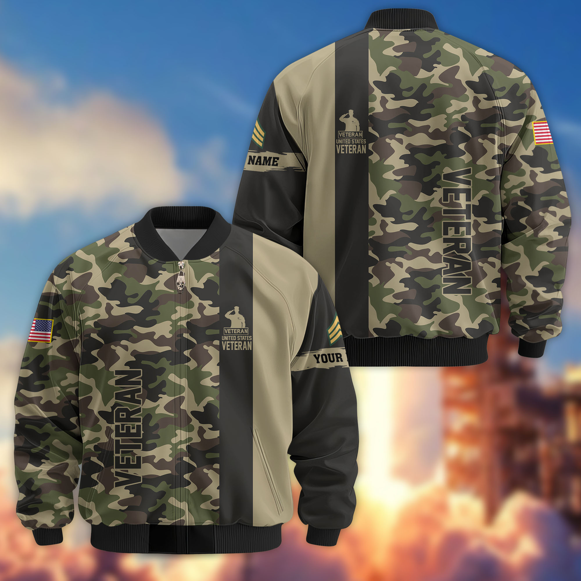 Premium Custom US Veteran Bomber Jacket VPVC808207, Gifts For US Veteran, Gifts On Father’s Day, Veterans Day