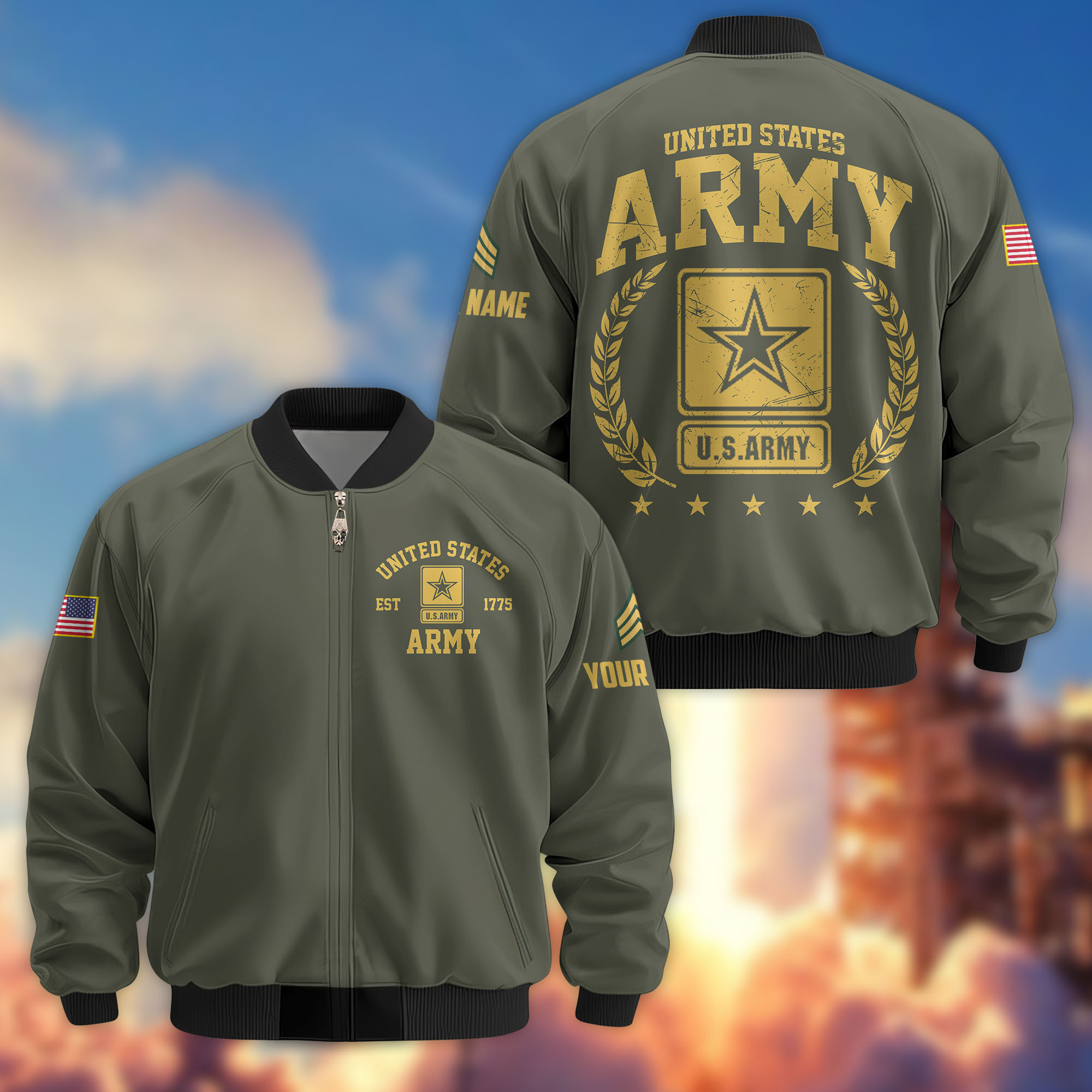 Premium Custom US Army Veteran Bomber Jacket VPVC808301, Gifts For US Army Veteran, Gifts On Father’s Day, Veterans Day