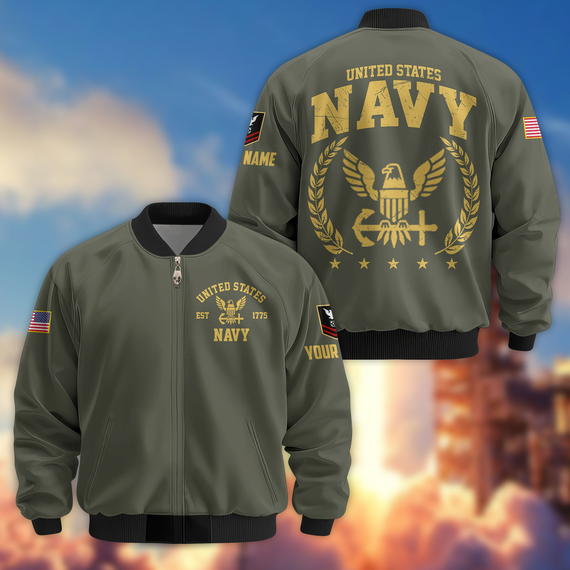 Premium Custom US Navy Veteran Bomber Jacket VPVC808302, Gifts For US Navy Veteran, Gifts On Father’s Day, Veterans Day