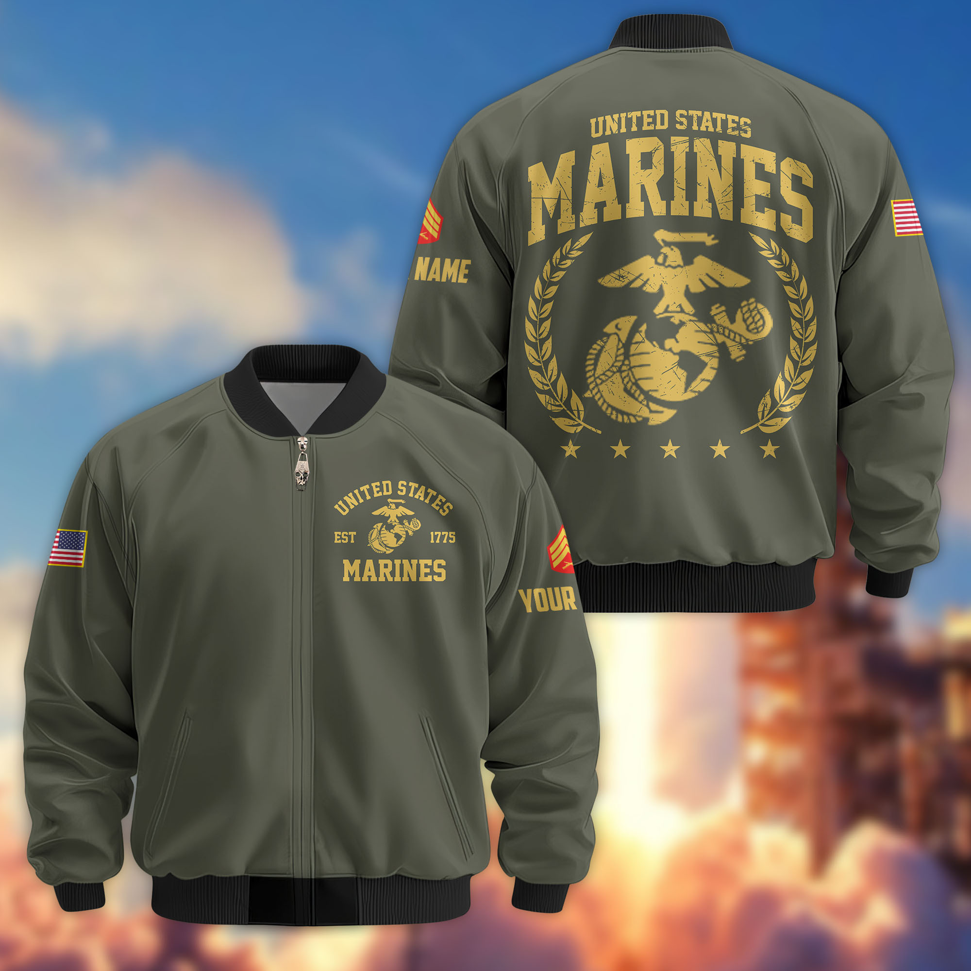 Premium Custom USMC Veteran Bomber Jacket VPVC808303, Gifts For US Marine Veteran, Gifts On Father’s Day, Veterans Day