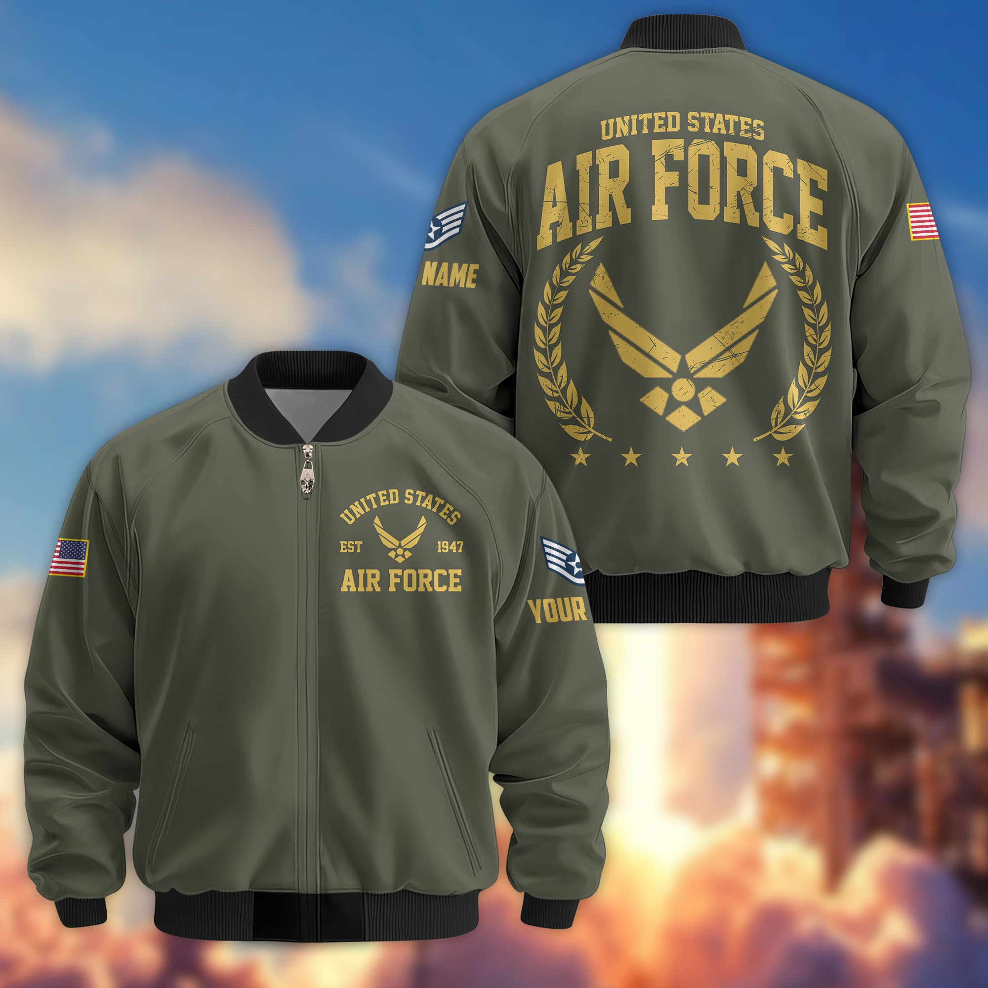 Premium Custom USAF Veteran Bomber Jacket VPVC808304, Gifts For US Air Force Veteran, Gifts On Father’s Day, Veterans Day