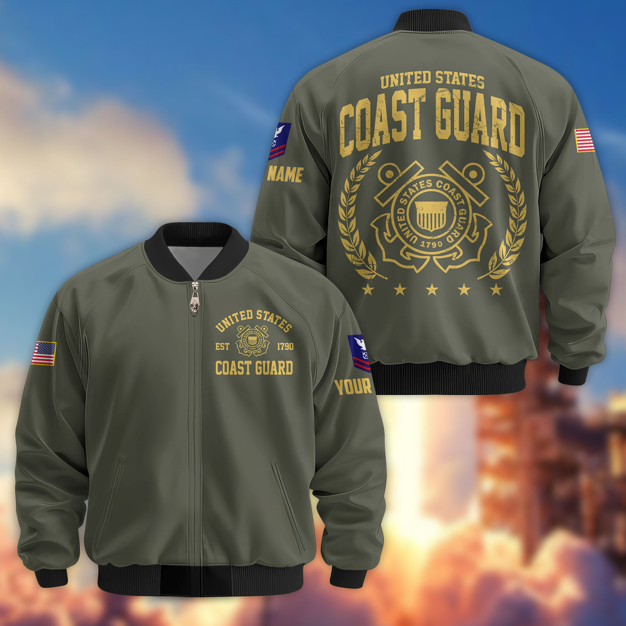 Premium Custom USCG Veteran Bomber Jacket VPVC808305, Gifts For Coast Guard Veteran, Gifts On Father’s Day, Veterans Day