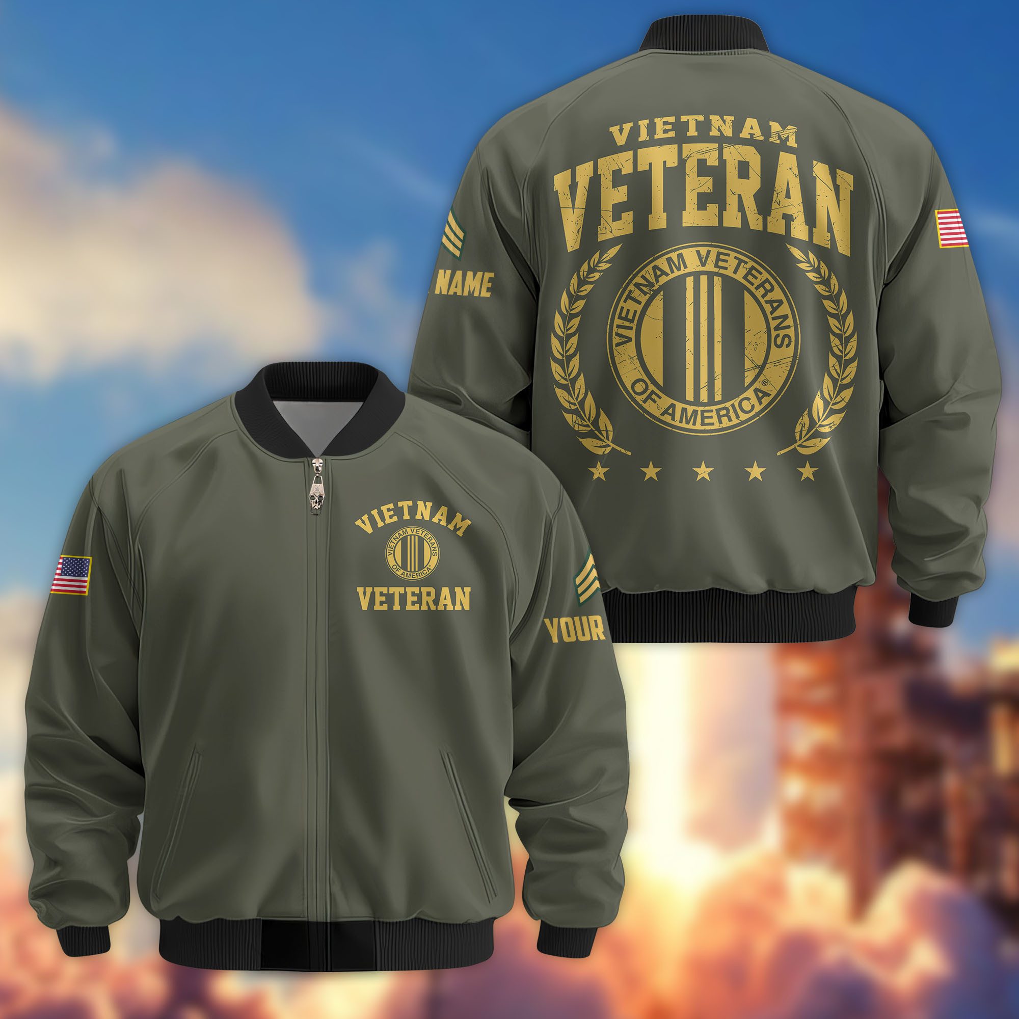 Premium Custom Vietnam Veteran Bomber Jacket VPVC808306, Gifts For Vietnam Veteran, Gifts On Father’s Day, Veterans Day