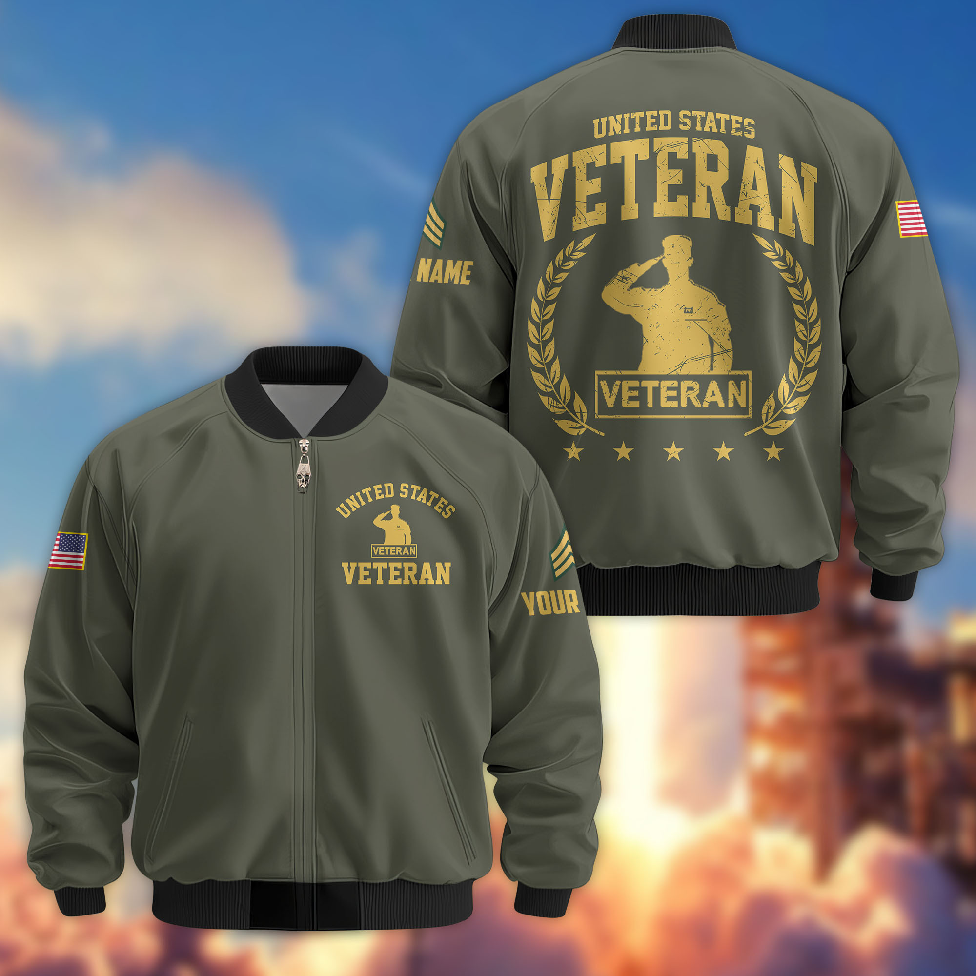 Premium Custom US Veteran Bomber Jacket VPVC808307, Gifts For US Veteran, Gifts On Father’s Day, Veterans Day