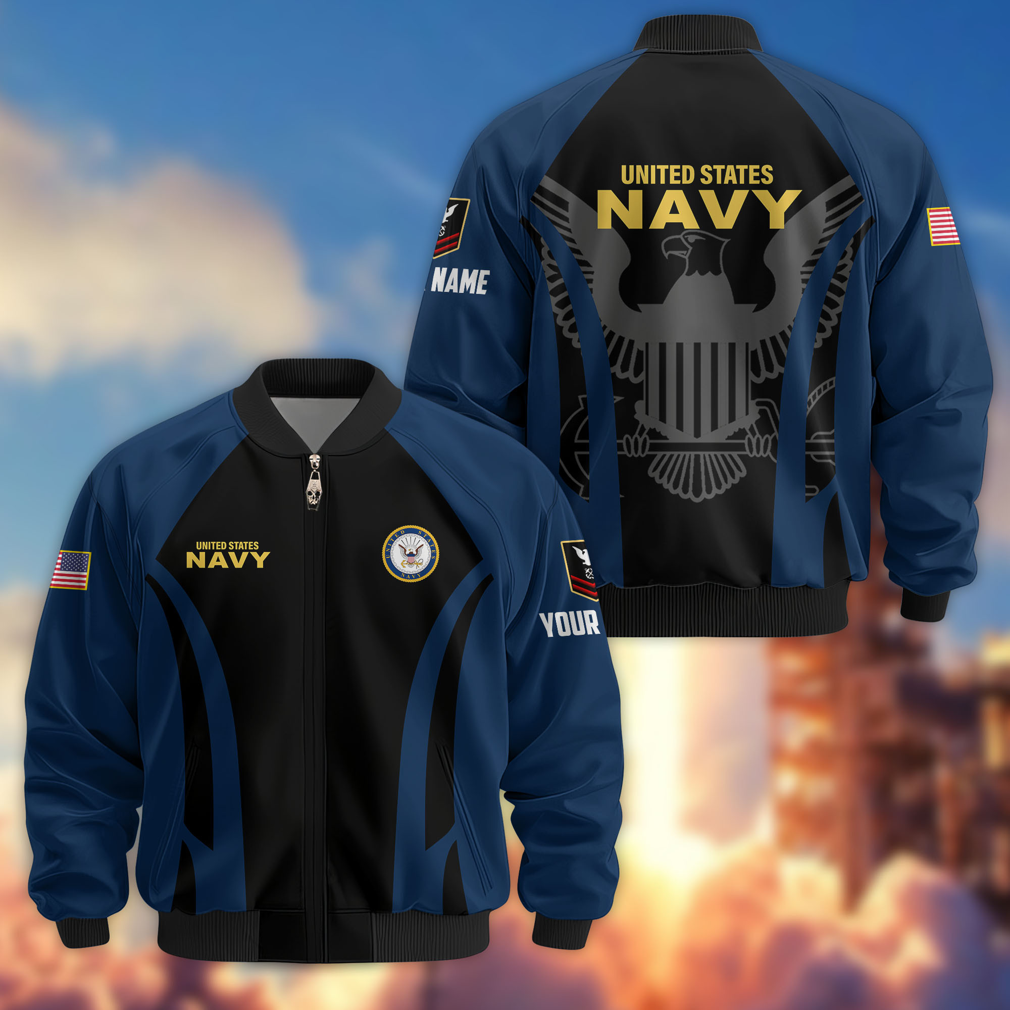 Premium Custom US Navy Veteran Bomber Jacket VPVC808502, Gifts For US Navy Veteran, Gifts On Father’s Day, Veterans Day