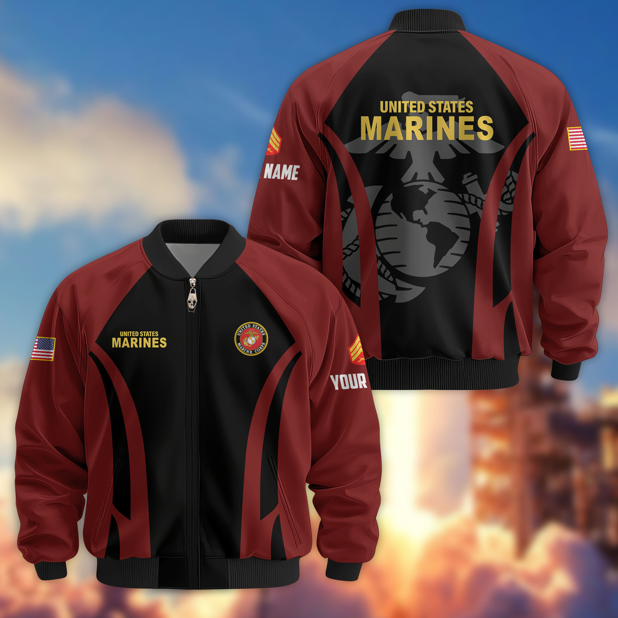 Premium Custom USMC Veteran Bomber Jacket VPVC808503, Gifts For US Marine Veteran, Gifts On Father’s Day, Veterans Day