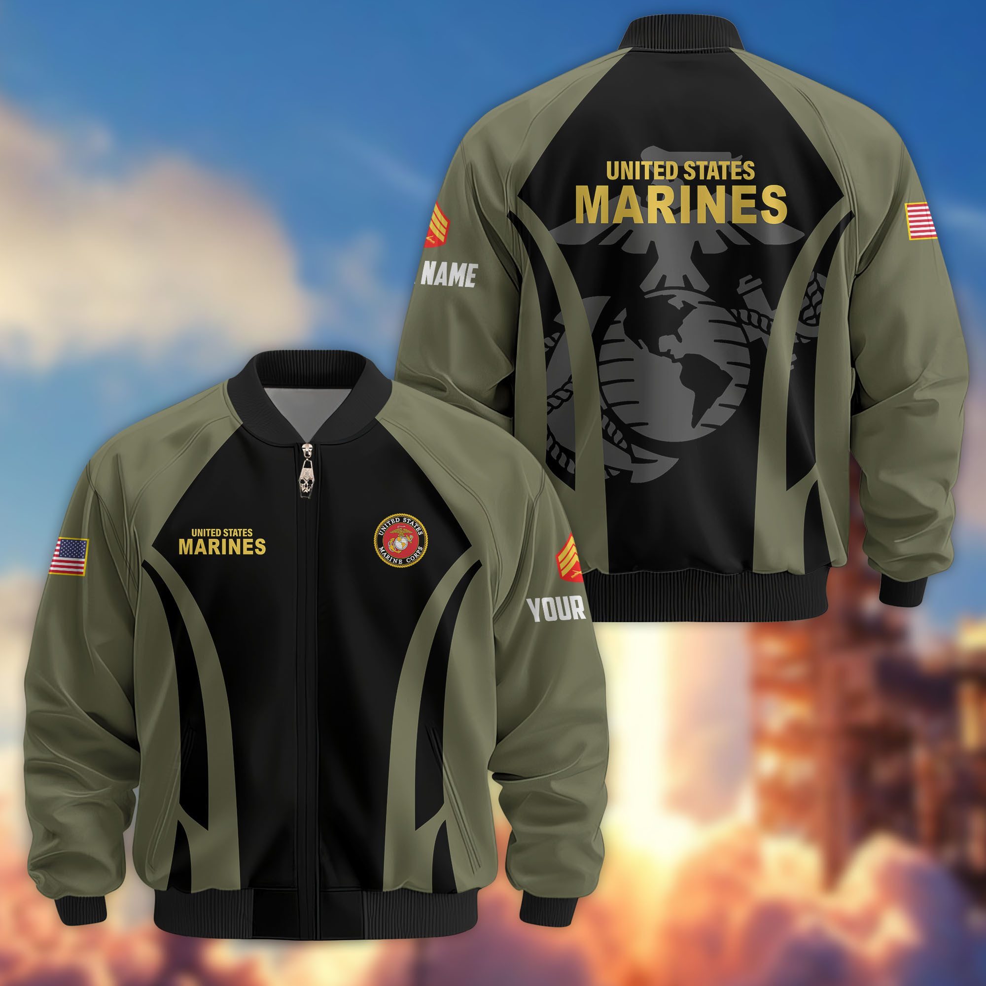 Premium Custom USMC Veteran Bomber Jacket VPVC808511, Gifts For US Marine Veteran, Gifts On Father’s Day, Veterans Day