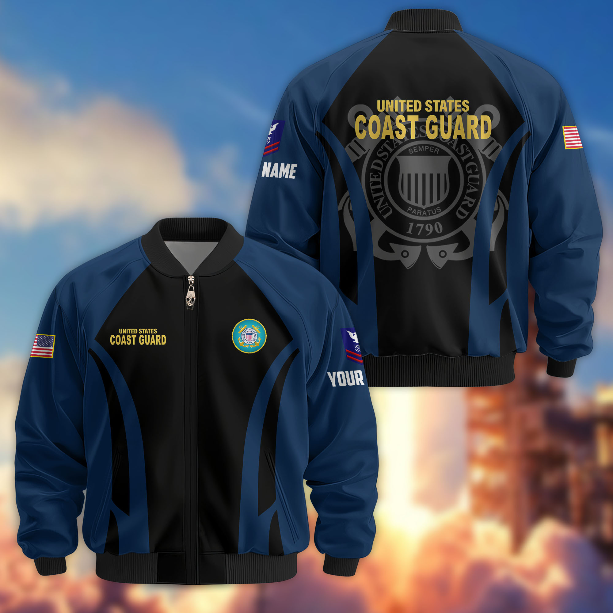 Premium Custom USCG Veteran Bomber Jacket VPVC808505, Gifts For Coast Guard Veteran, Gifts On Father’s Day, Veterans Day