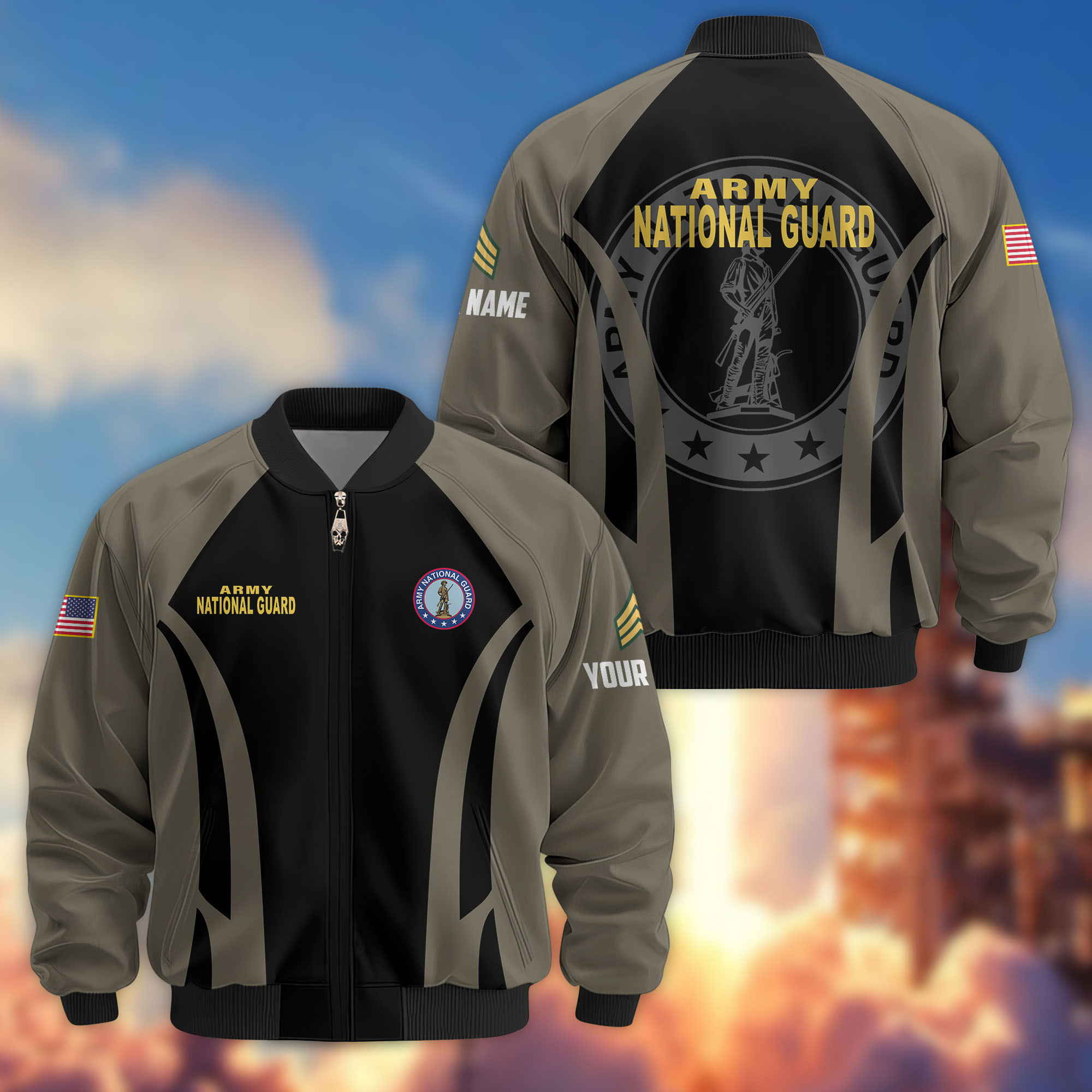 Premium Custom US Army National Guard Veteran Bomber Jacket VPVC808508, Gifts For Army National Guard Veteran, Gifts On Father’s Day, Veterans Day