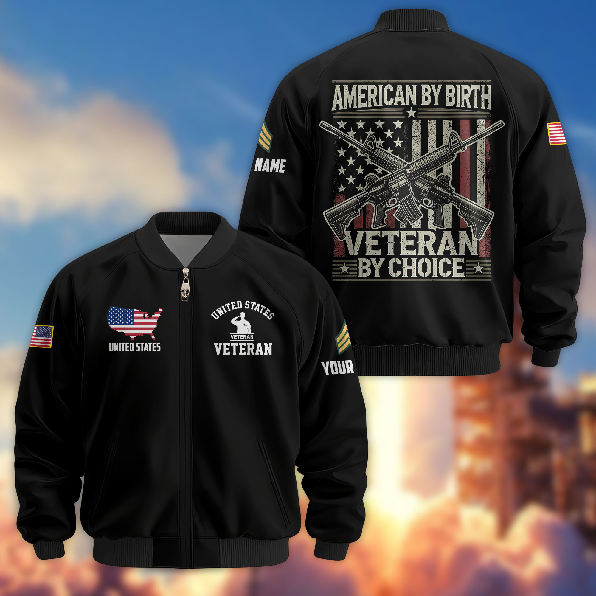 Premium Custom US Veteran Bomber Jacket VPVC808607, Gifts For US Veteran, Gifts On Father’s Day, Veterans Day