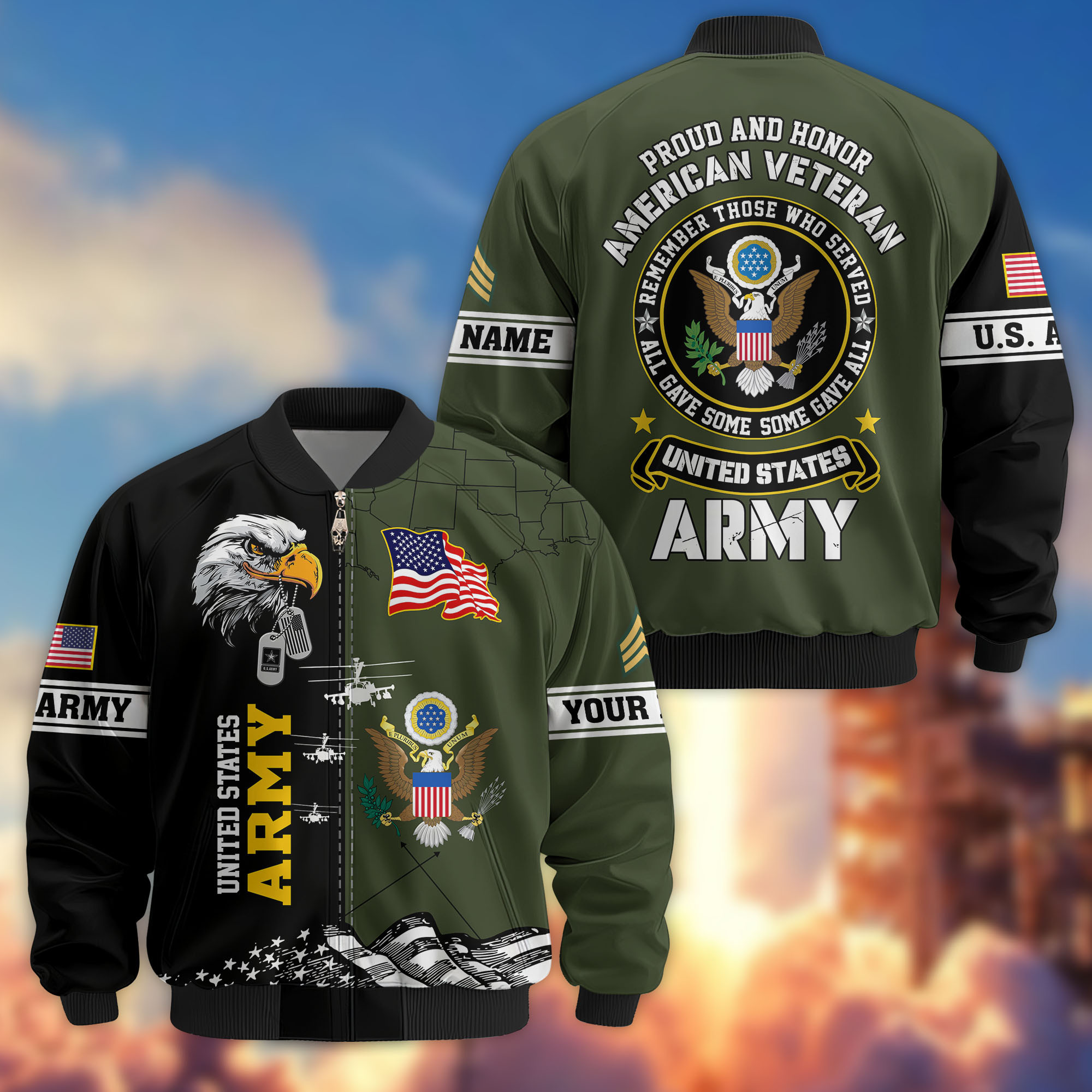 Premium Custom US Army Veteran Bomber Jacket VPVC808701, Gifts For US Army Veteran, Gifts On Father’s Day, Veterans Day