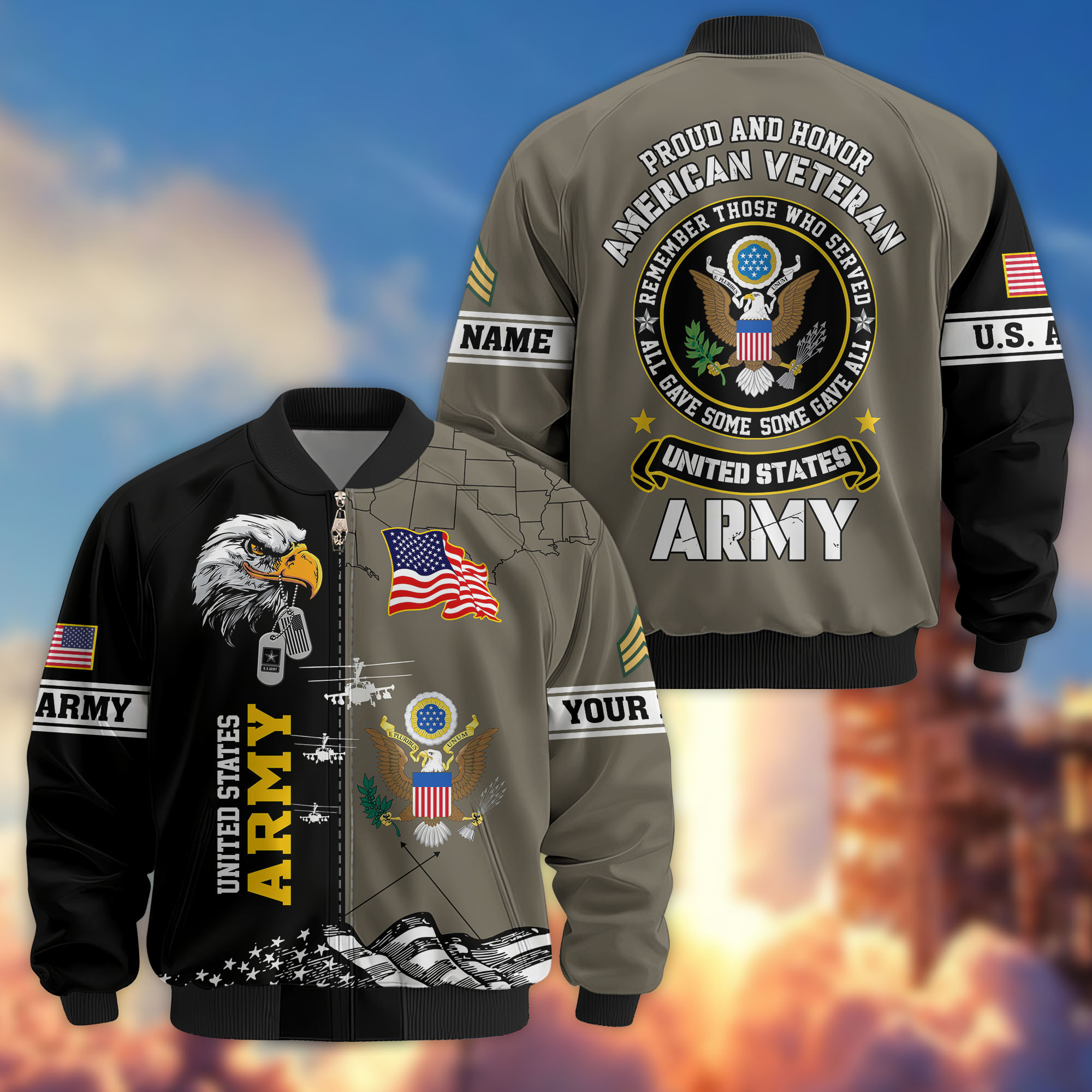 Premium Custom US Army Veteran Bomber Jacket VPVC808710, Gifts For US Army Veteran, Gifts On Father’s Day, Veterans Day