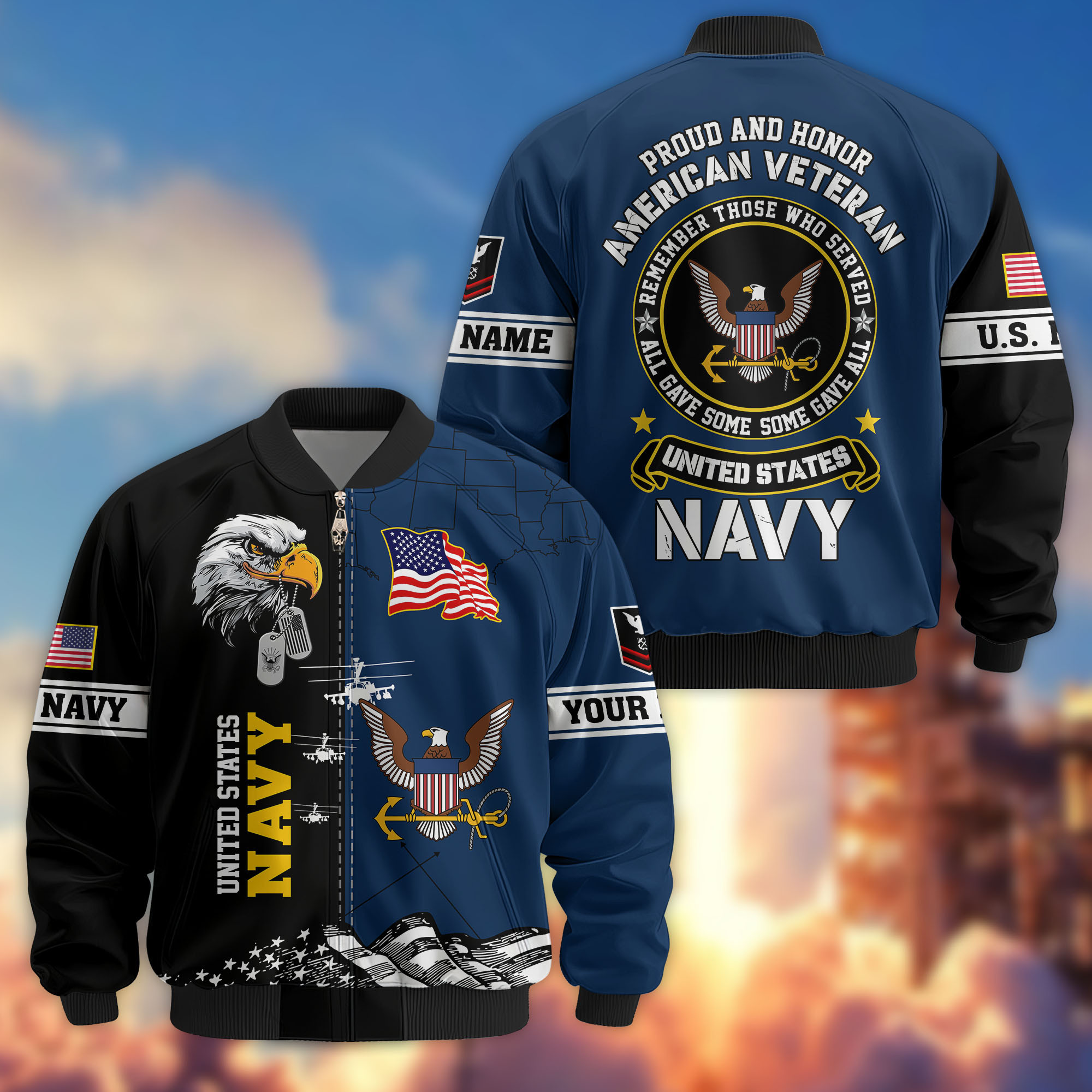 Premium Custom US Navy Veteran Bomber Jacket VPVC808702, Gifts For US Navy Veteran, Gifts On Father’s Day, Veterans Day
