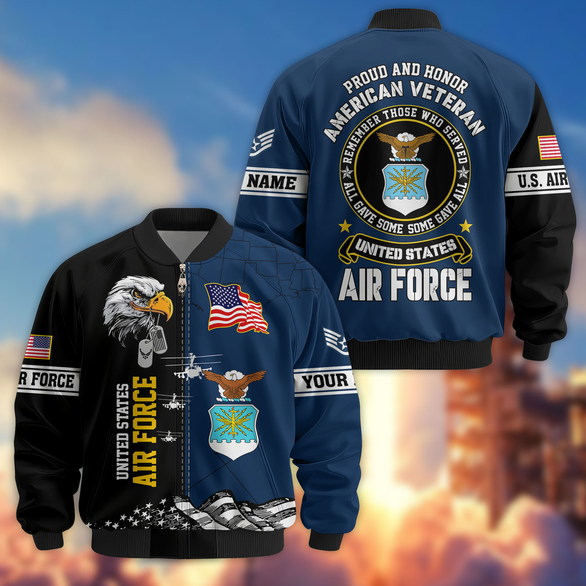 Premium Custom USAF Veteran Bomber Jacket VPVC808712, Gifts For US Air Force Veteran, Gifts On Father’s Day, Veterans Day