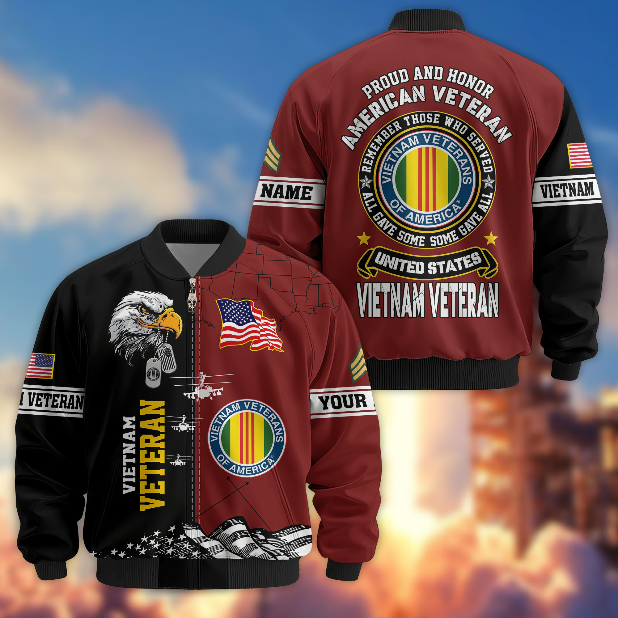 Premium Custom Vietnam Veteran Bomber Jacket VPVC808706, Gifts For Vietnam Veteran, Gifts On Father’s Day, Veterans Day