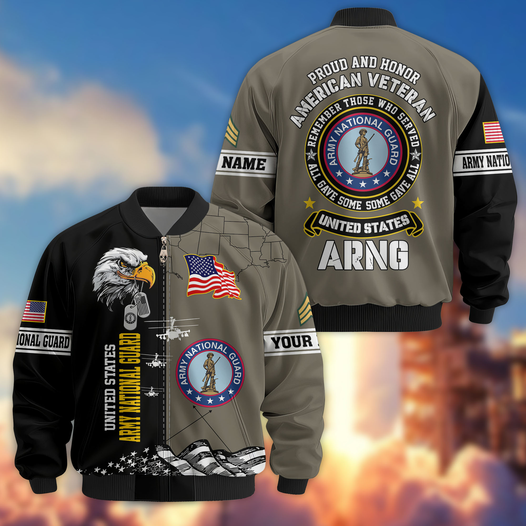 Premium Custom US Army National Guard Veteran Bomber Jacket VPVC808708, Gifts For Army National Guard Veteran, Gifts On Father’s Day, Veterans Day