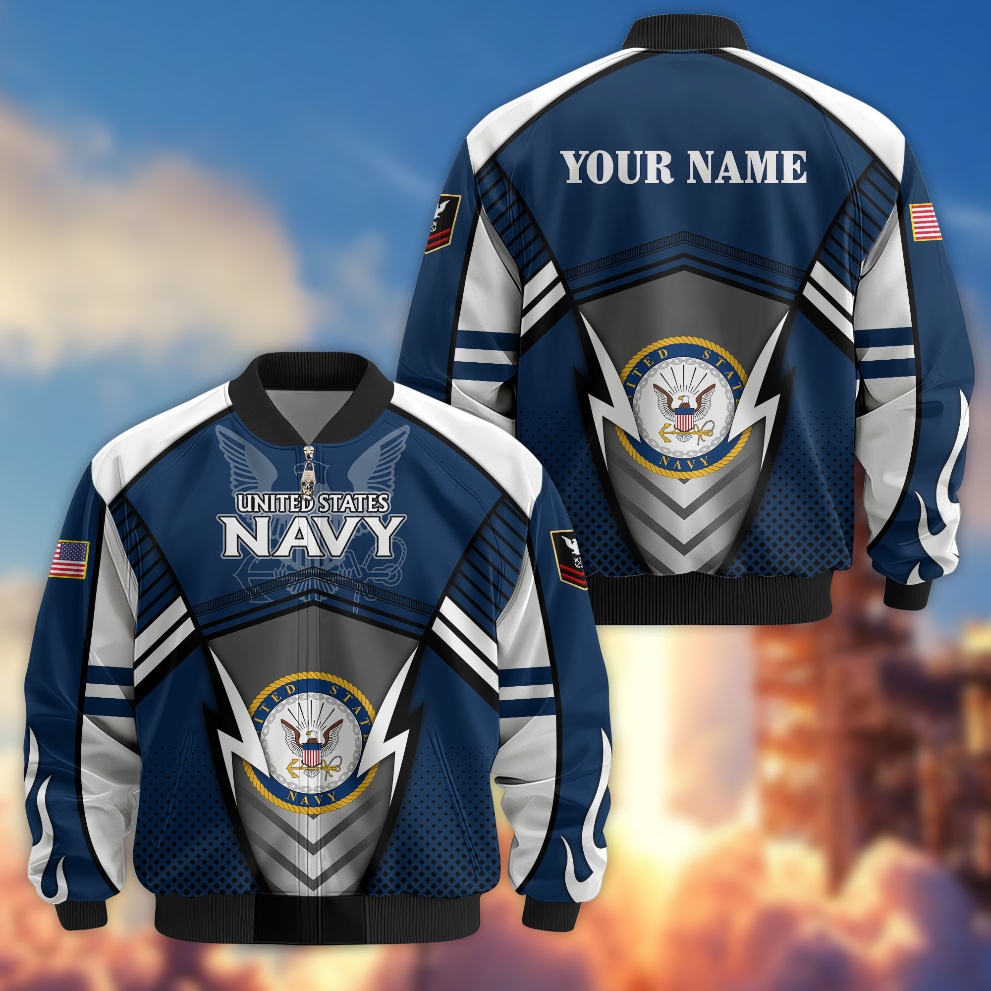 Premium Custom US Navy Veteran Bomber Jacket VPVC808802, Gifts For US Navy Veteran, Gifts On Father’s Day, Veterans Day