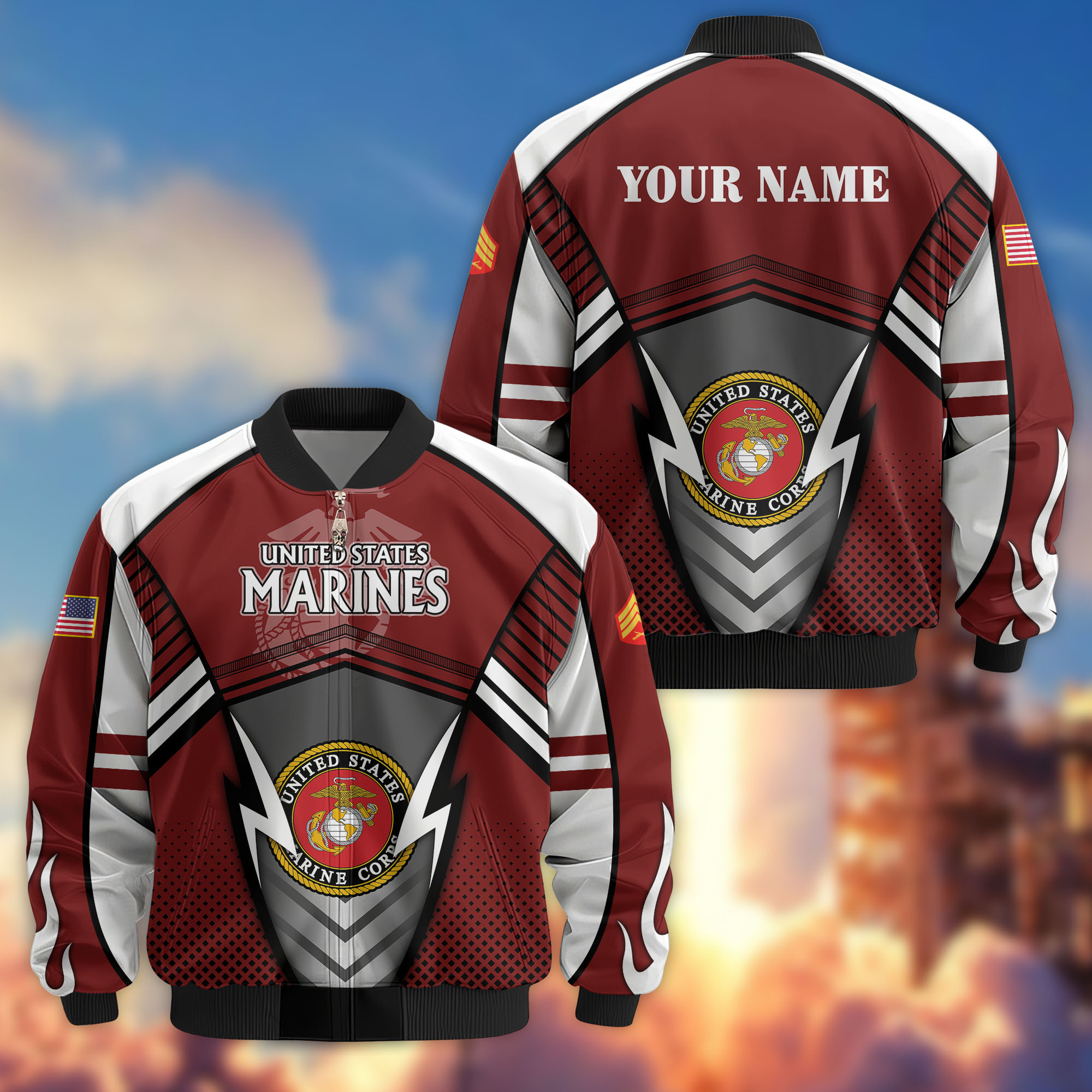 Premium Custom USMC Veteran Bomber Jacket VPVC808803, Gifts For US Marine Veteran, Gifts On Father’s Day, Veterans Day