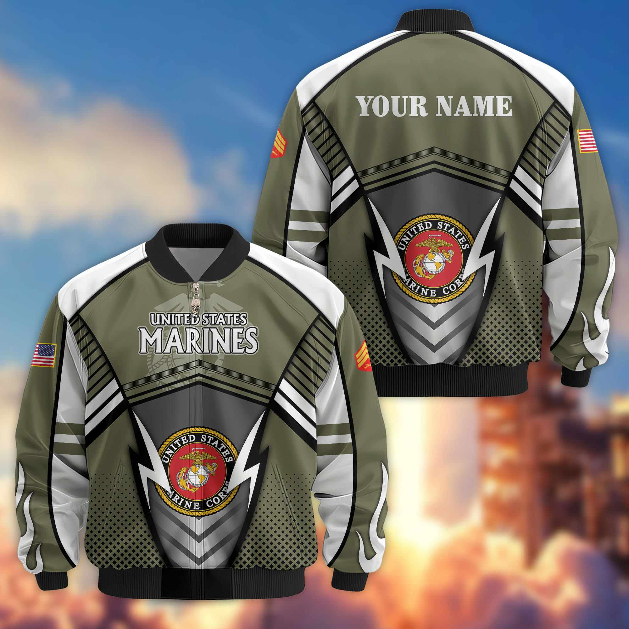 Premium Custom USMC Veteran Bomber Jacket VPVC808811, Gifts For US Marine Veteran, Gifts On Father’s Day, Veterans Day