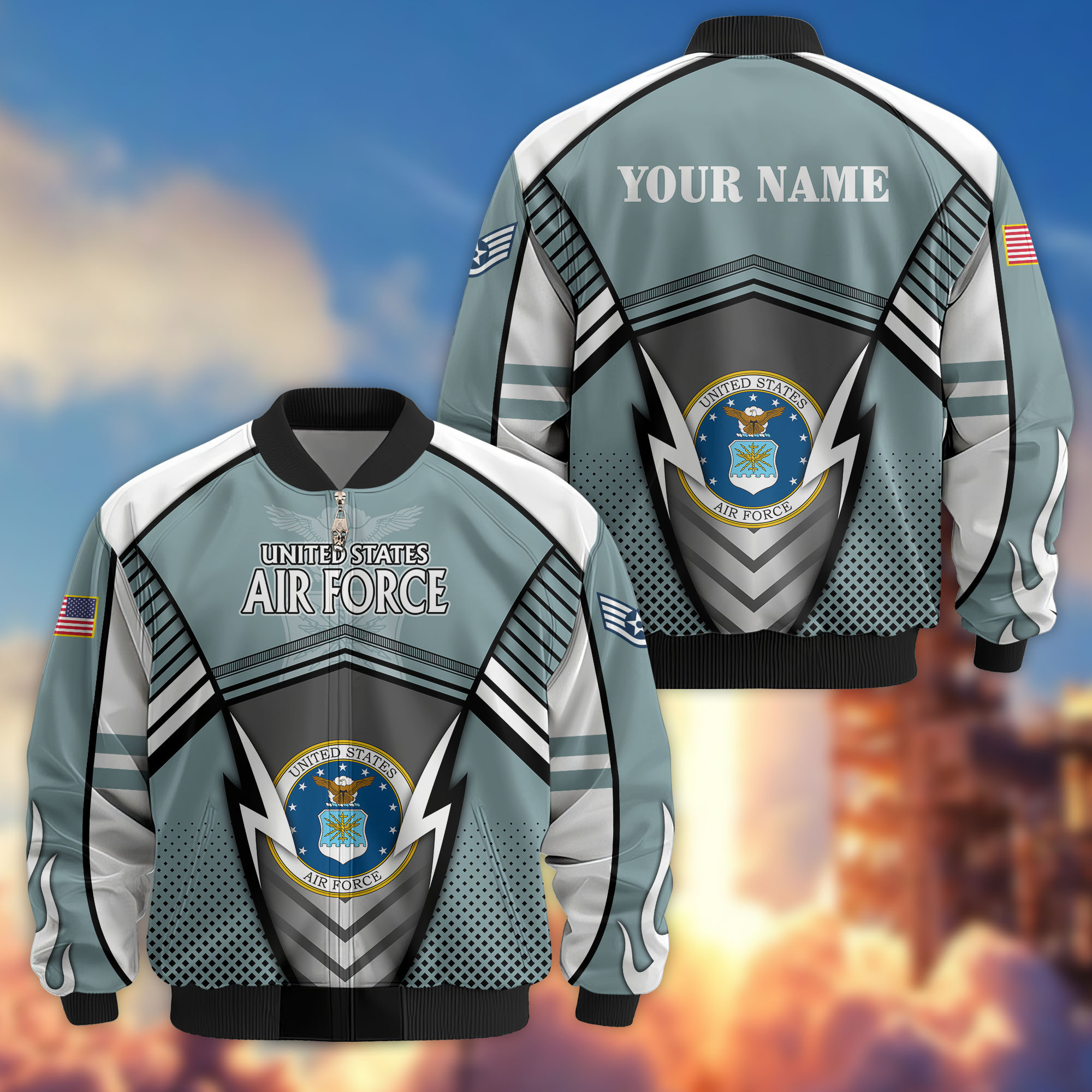 Premium Custom USAF Veteran Bomber Jacket VPVC808804, Gifts For US Air Force Veteran, Gifts On Father’s Day, Veterans Day